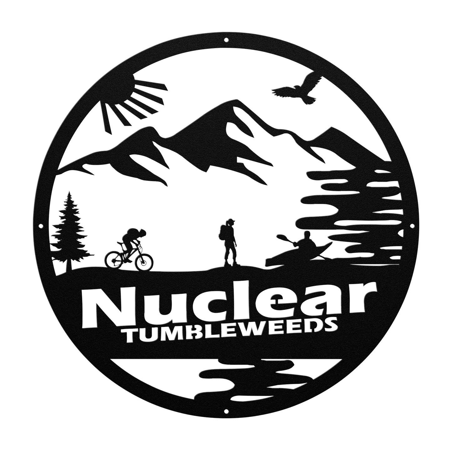 Custom Adventure Racing Metal Sign With Female Hiker, Personalized Adventure Race Gift, Metal Adventure Wall Art, Home Decor Black