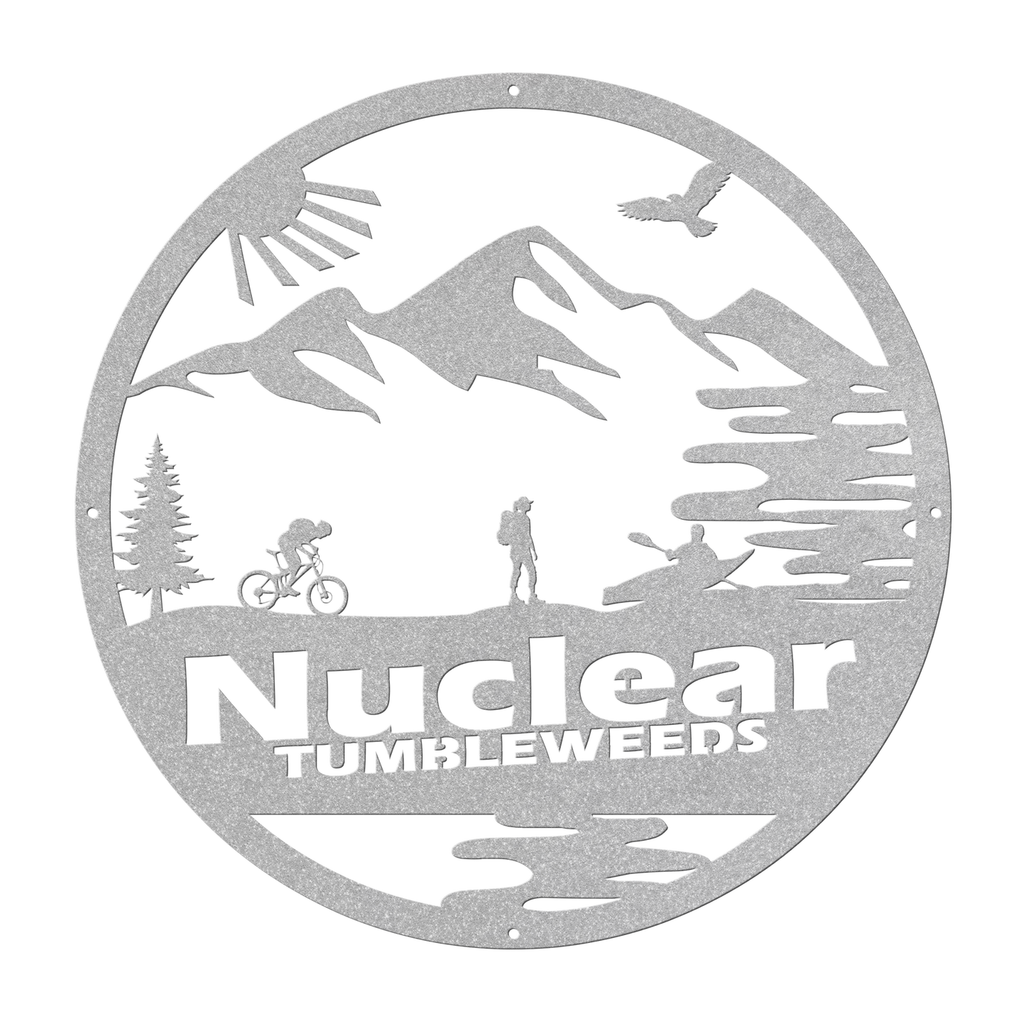 Custom Adventure Racing Metal Sign With Female Hiker, Personalized Adventure Race Gift, Metal Adventure Wall Art, Home Decor Silver