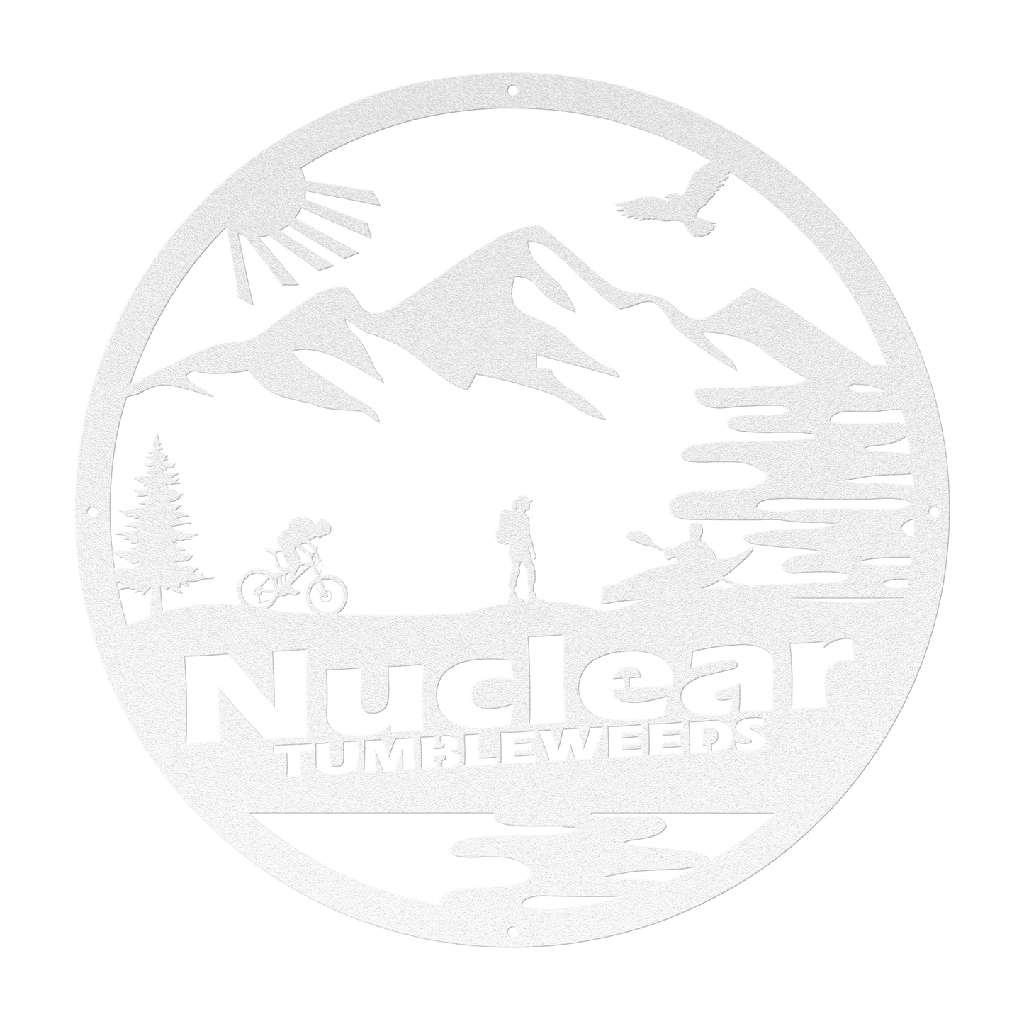 Custom Adventure Racing Metal Sign With Female Hiker, Personalized Adventure Race Gift, Metal Adventure Wall Art, Home Decor White