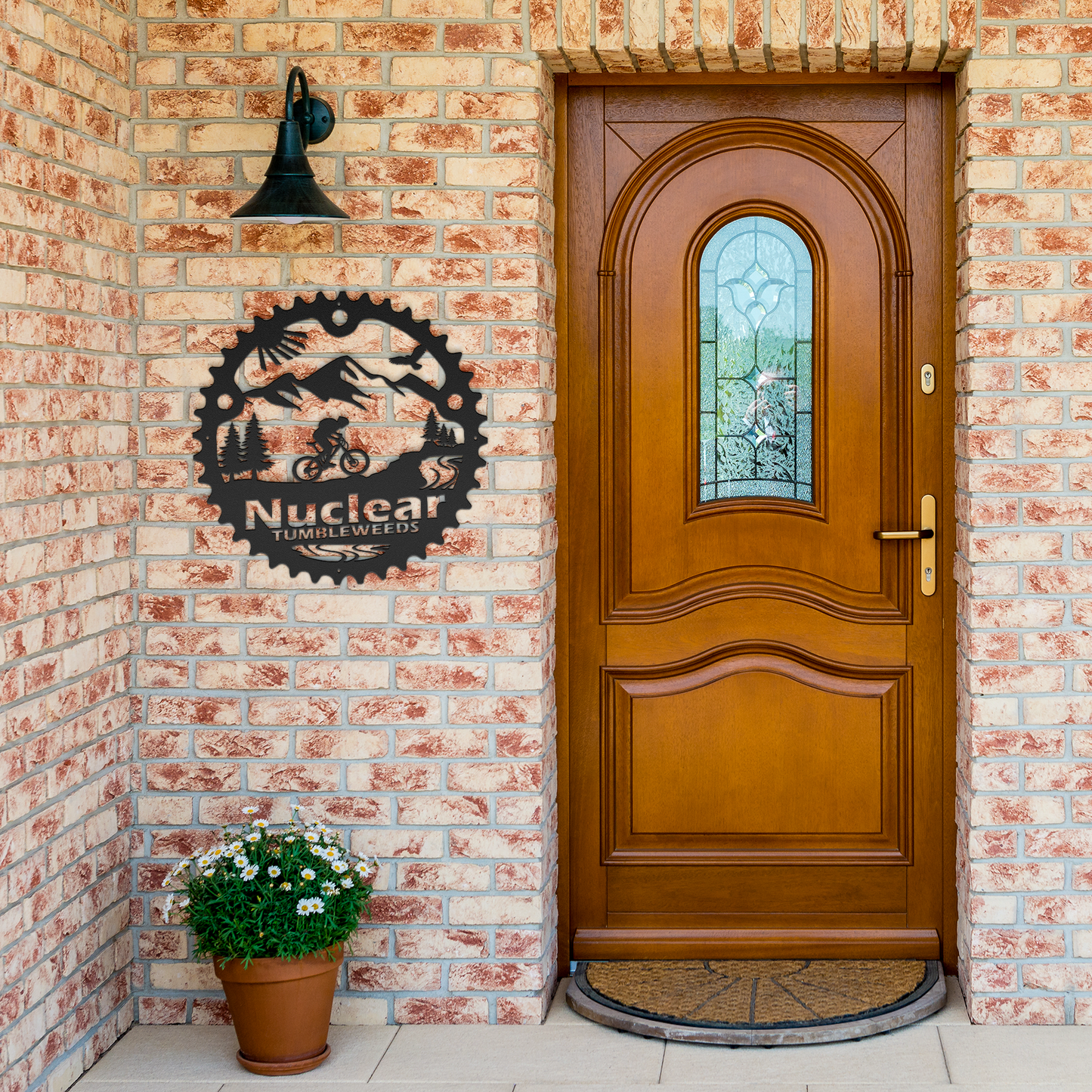 Custom_Mountain_Biker_Chainring_Metal_Bi_Black_Brick_Entrance_Mockup.png