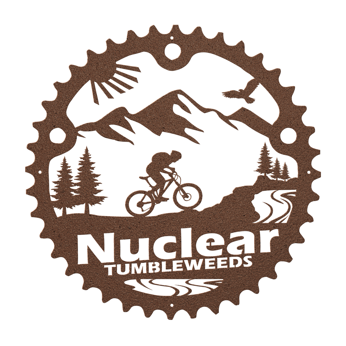Custom Mountain Biker Chainring Metal Bike Decor, Personalized Mountain Biker Gift, Metal Bike Wall Art, Home Decor Copper