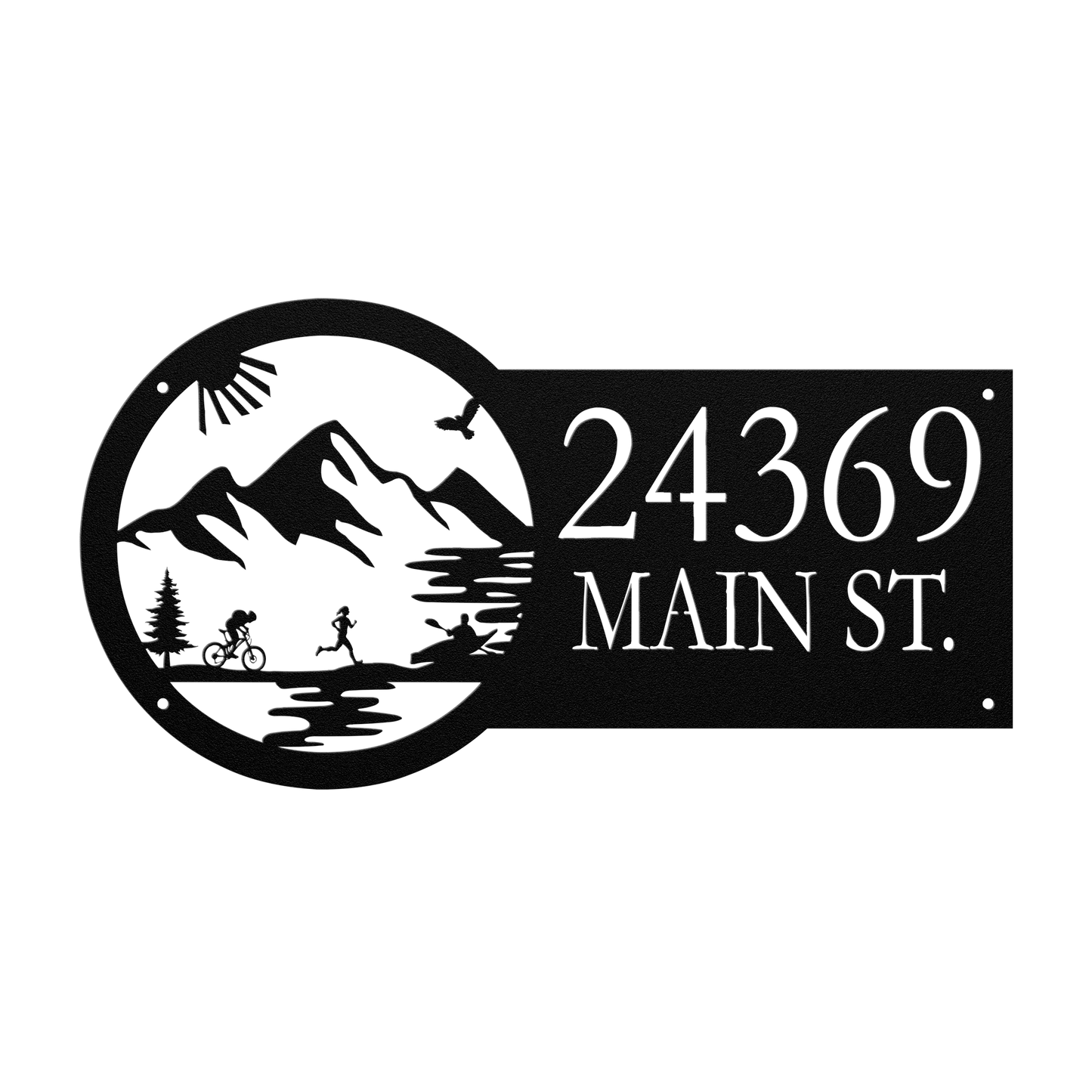 Metal House Number Address Sign| Adventure Racing Themed| Female Runner Black