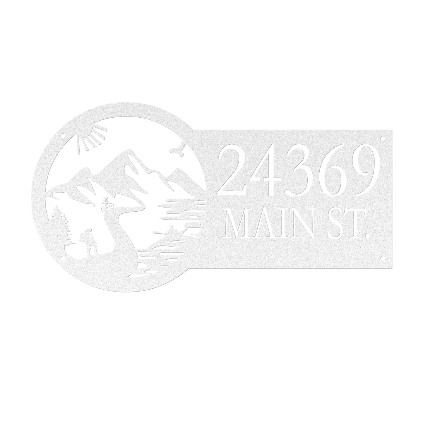 Metal House Number Address Sign| Adventure Racing Mountain Path| Female Hiker White