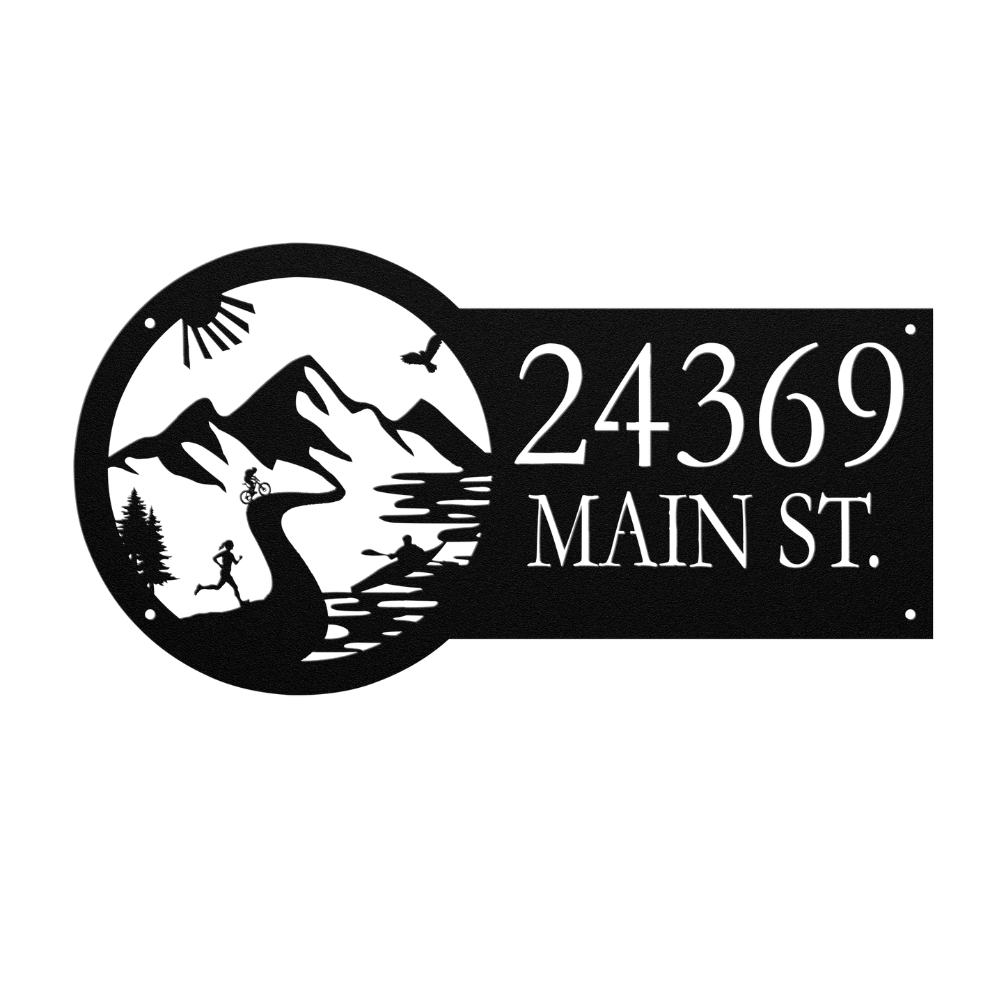 Metal House Number Address Sign| Adventure Racing Mountain Path| Female Runner Black