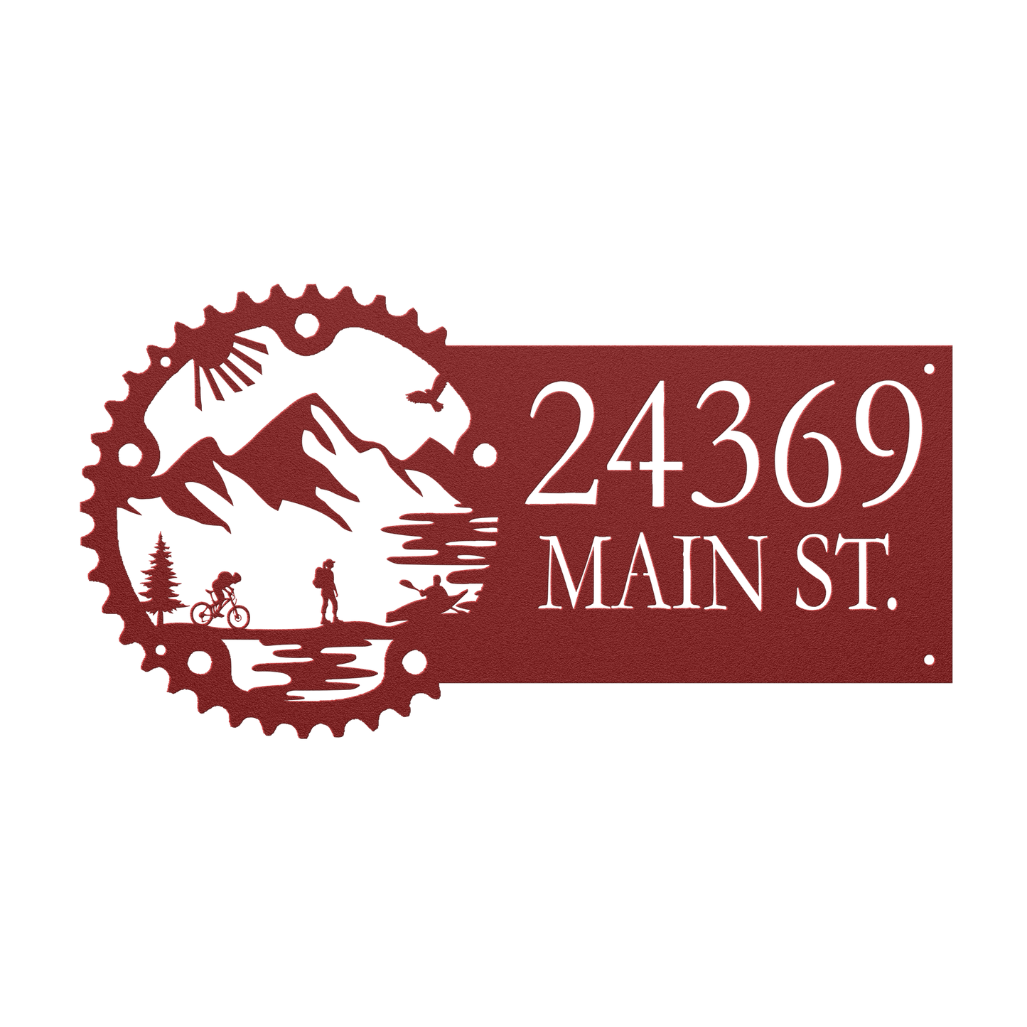 Metal House Number Address Sign| Adventure Racing Themed Chainring| Female Hiker
