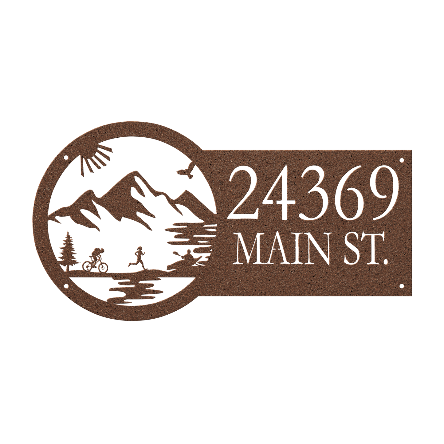 Metal House Number Address Sign| Adventure Racing Themed| Female Runner Copper