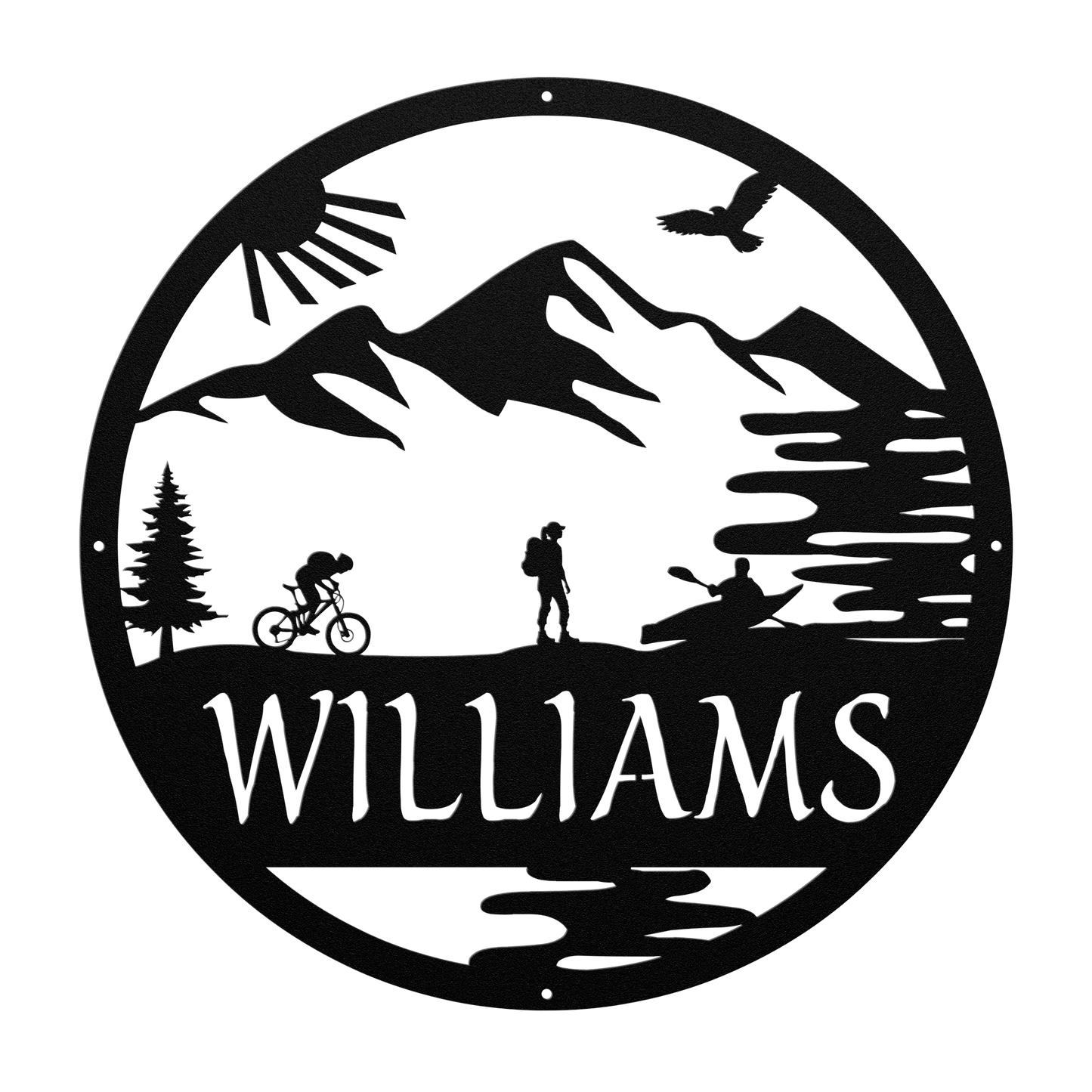 Personalized Adventure Racing Metal Sign With Female Hiker, Custom Adventure Race Gift, Metal Adventure Wall Art, Home Decor Black