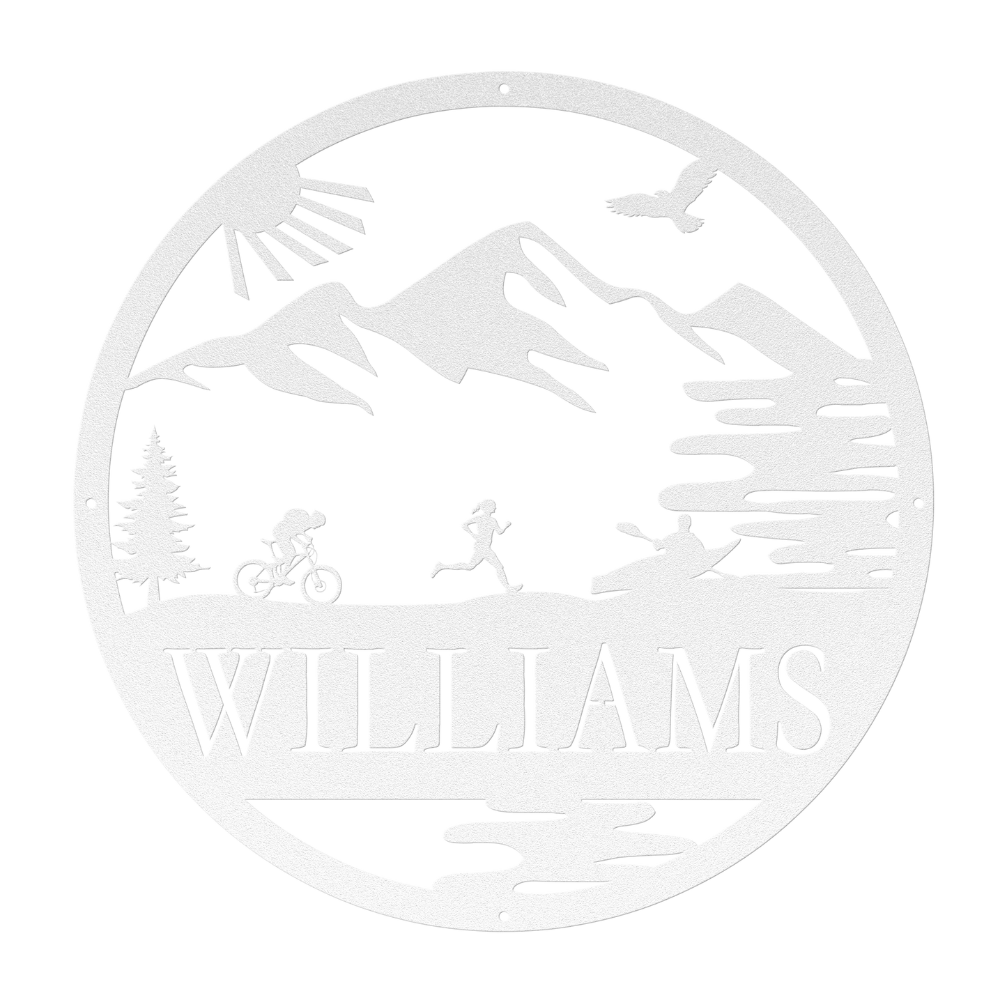 Personalized Adventure Racing Metal Sign With Female Runner, Custom Adventure Race Gift, Metal Adventure Wall Art, Home Decor White