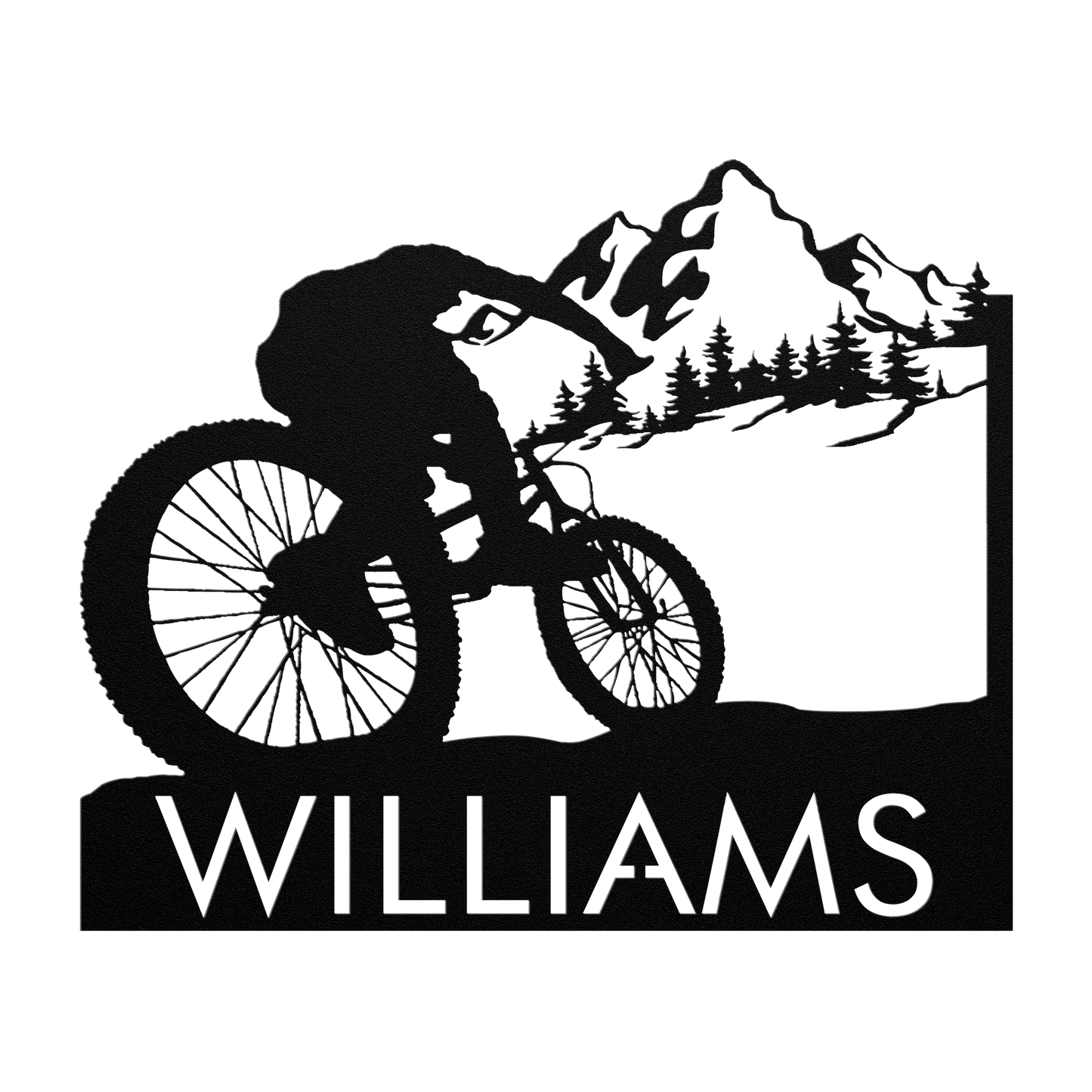 Personalized Mountain Bike Metal Wall Decor, Custom Mountain Biker Gift, Mnt Bike Metal Sign Black