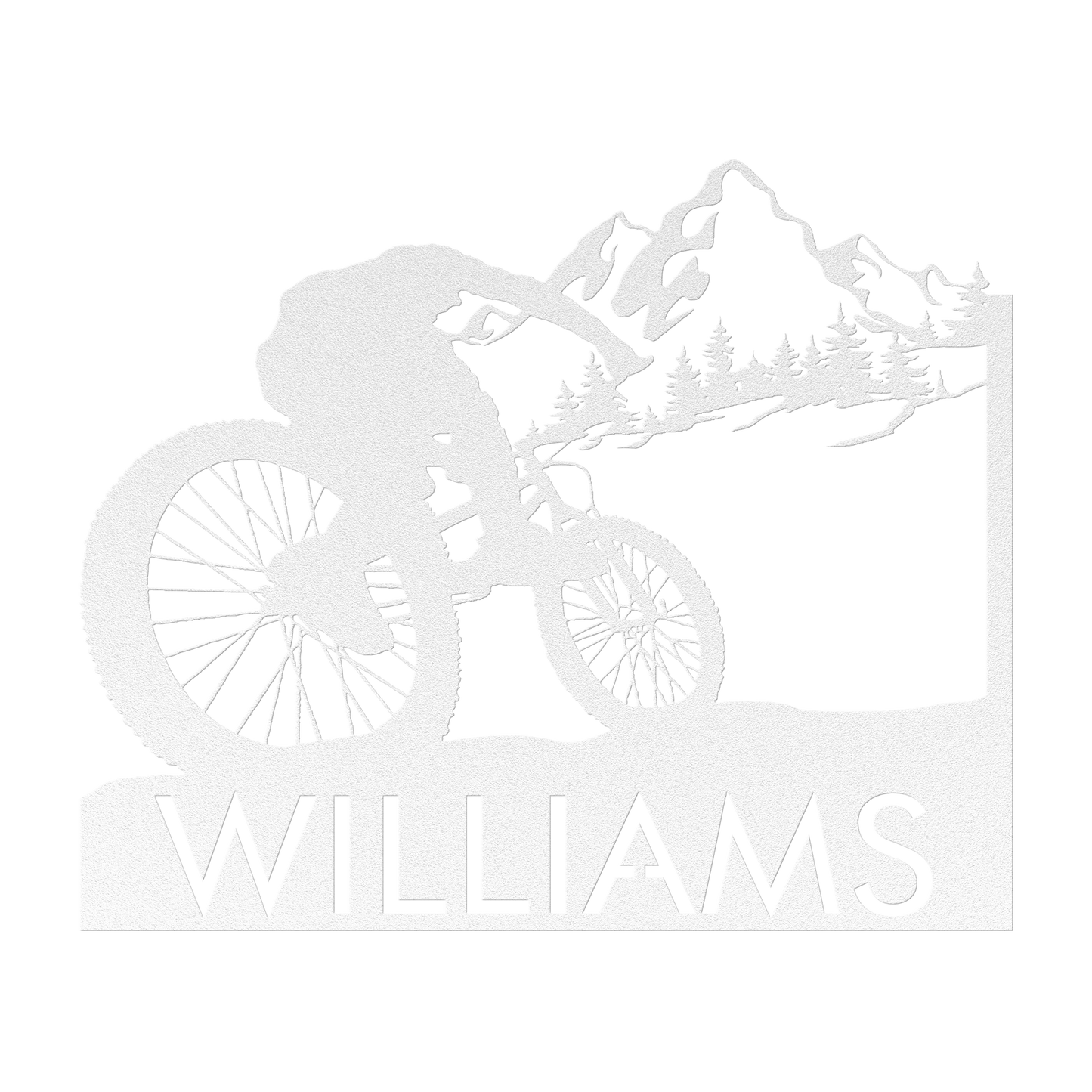 Personalized Mountain Bike Metal Wall Decor, Custom Mountain Biker Gift, Mnt Bike Metal Sign White