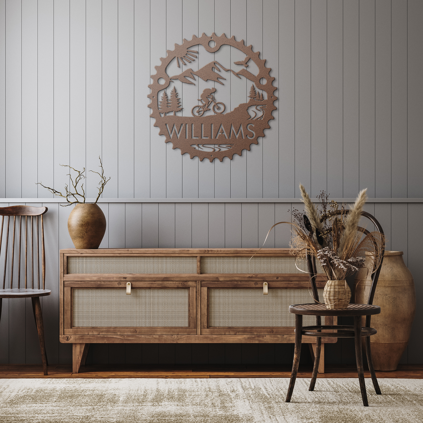 Personalized_Mountain_Biker_Chainring_Me_Copper_Rustic_Hallway_Mockup.png