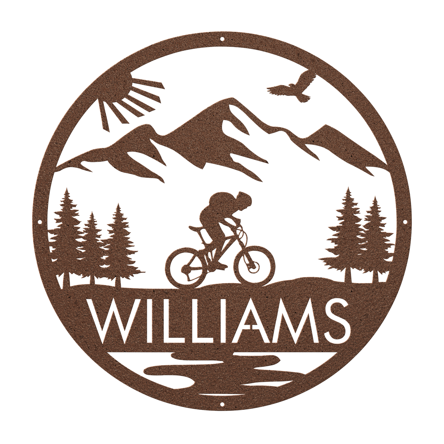 Personalized Mountain Biker Metal Wall Decor, Custom Text Mountain Biker Gift, Mnt Bike Metal Home Decor Copper