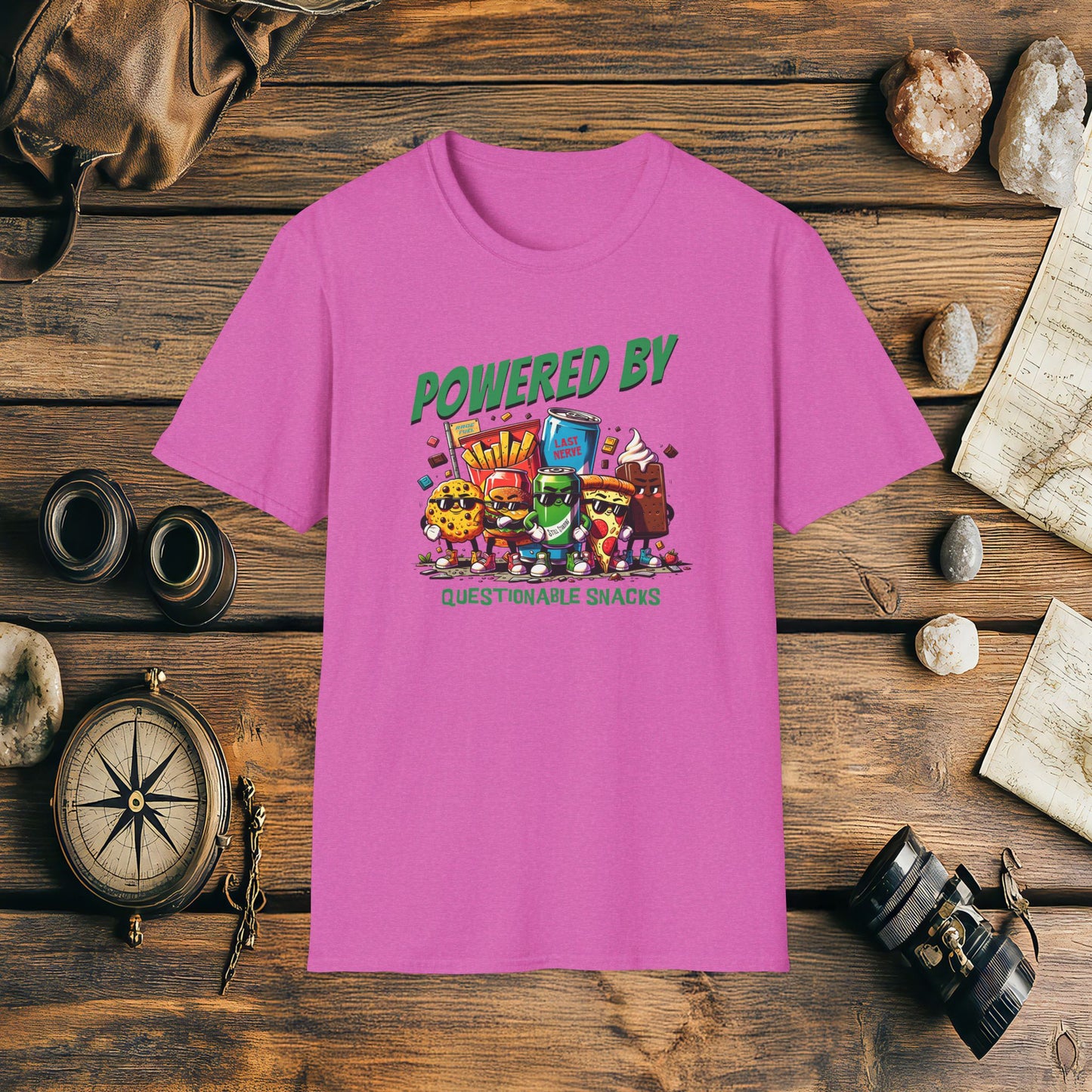 Powered By Questionable Snacks, Funny, Sarcasm, Adventure T-Shirt Gift, Adventure Racing Gift