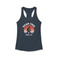 Bigfoot Roam Free America 250 Women's Blue Ideal Racerback Tank – Patriotic Bigfoot Hiking Shirt, Outdoor Adventure Tank, USA 250th Anniversary Gift