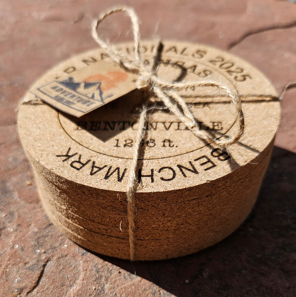 Adventure Racing National Championship 2025 USGS Benchmark 6 Pack Cork Coaster Set