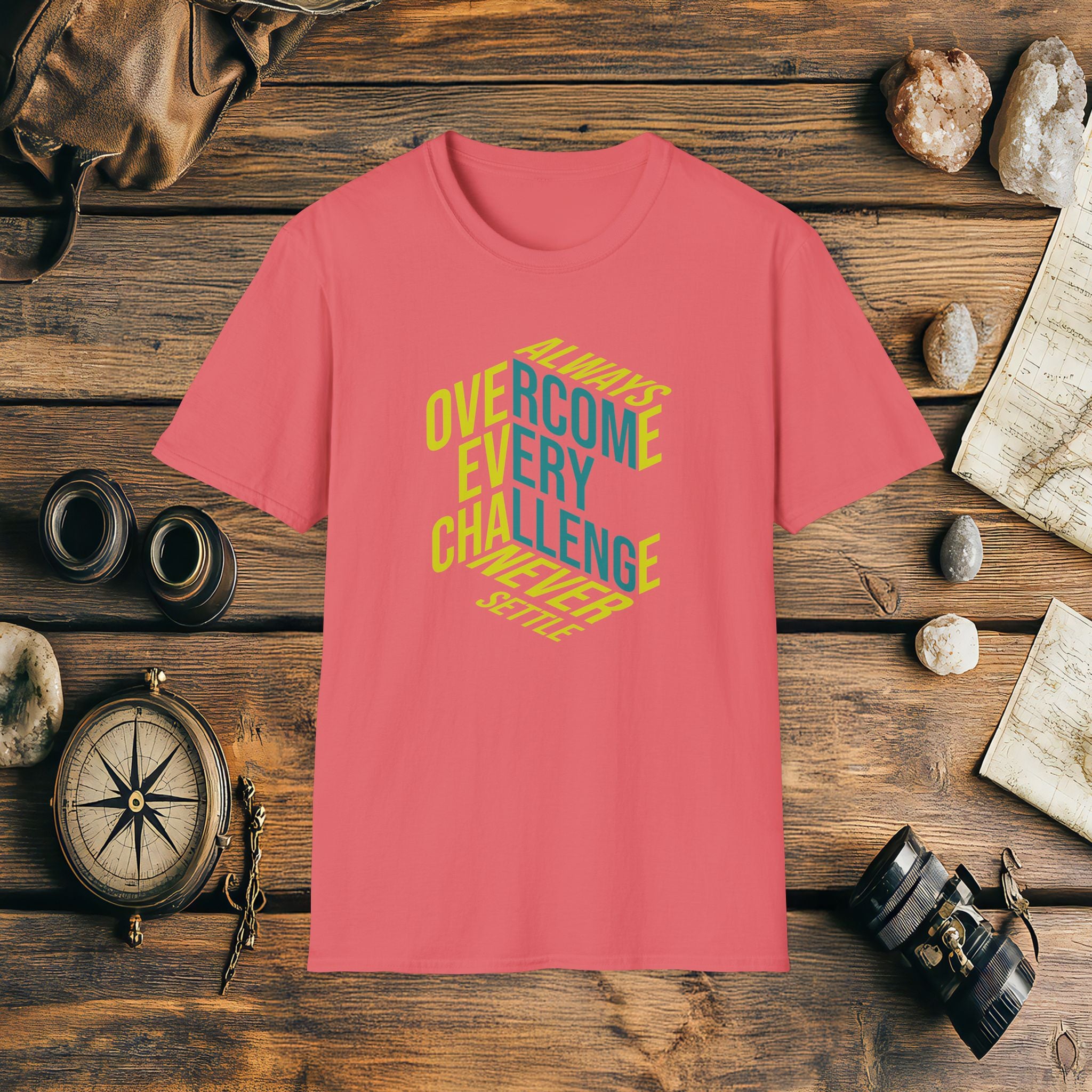 Always Overcome Every Challenge Never Settle T-Shirt, Adventure Racing Gift, Inspirational Gift