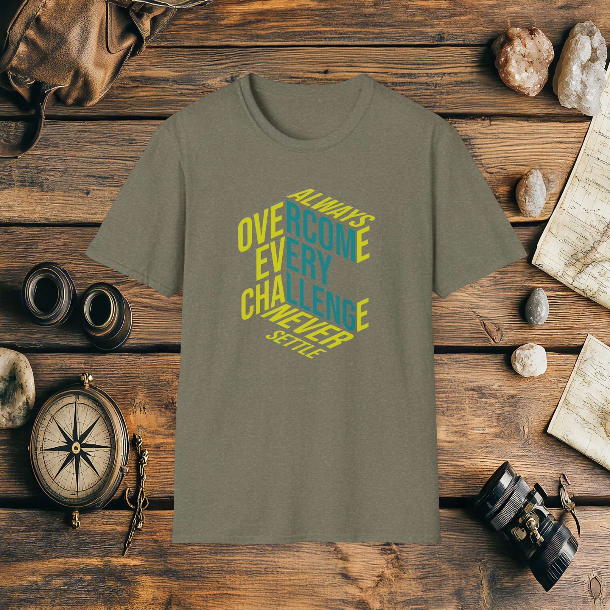 Always Overcome Every Challenge Never Settle T-Shirt, Adventure Racing Gift, Inspirational Gift