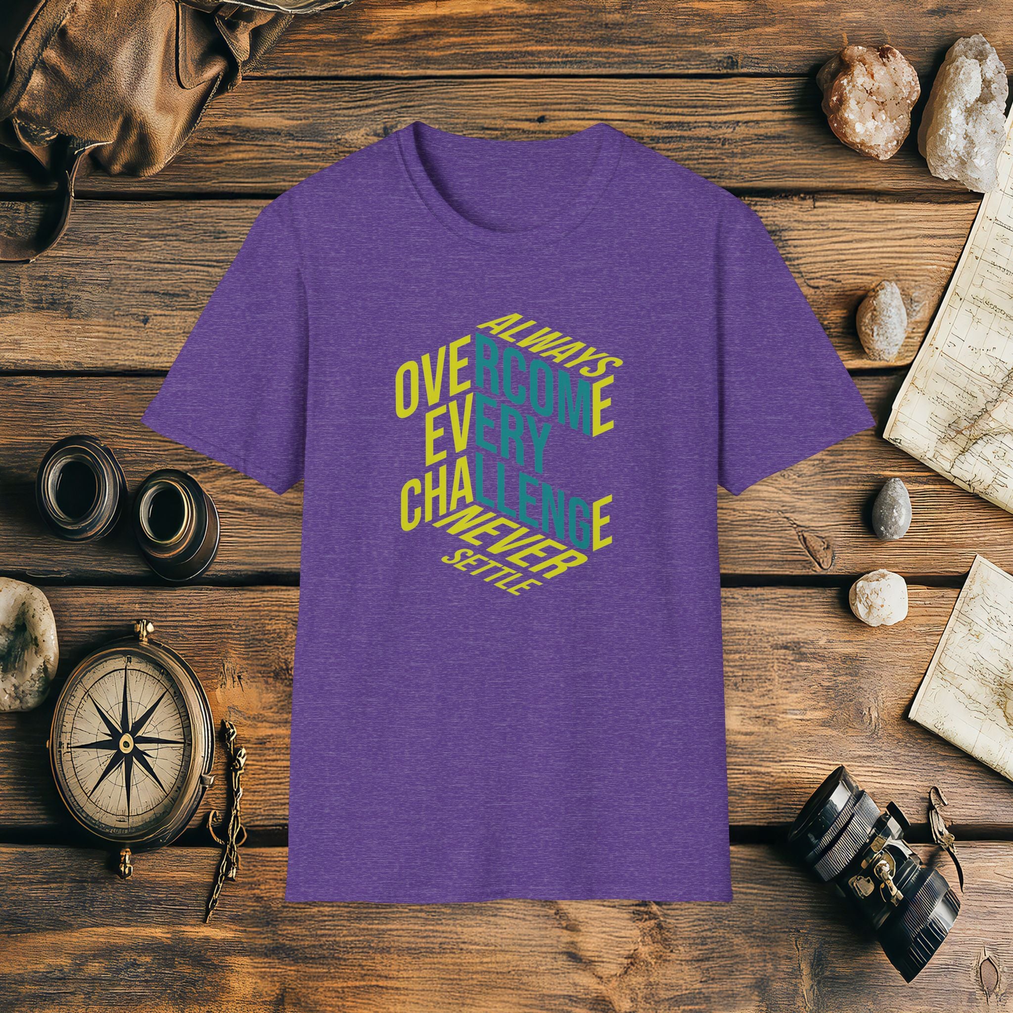 Always Overcome Every Challenge Never Settle T-Shirt, Adventure Racing Gift, Inspirational Gift