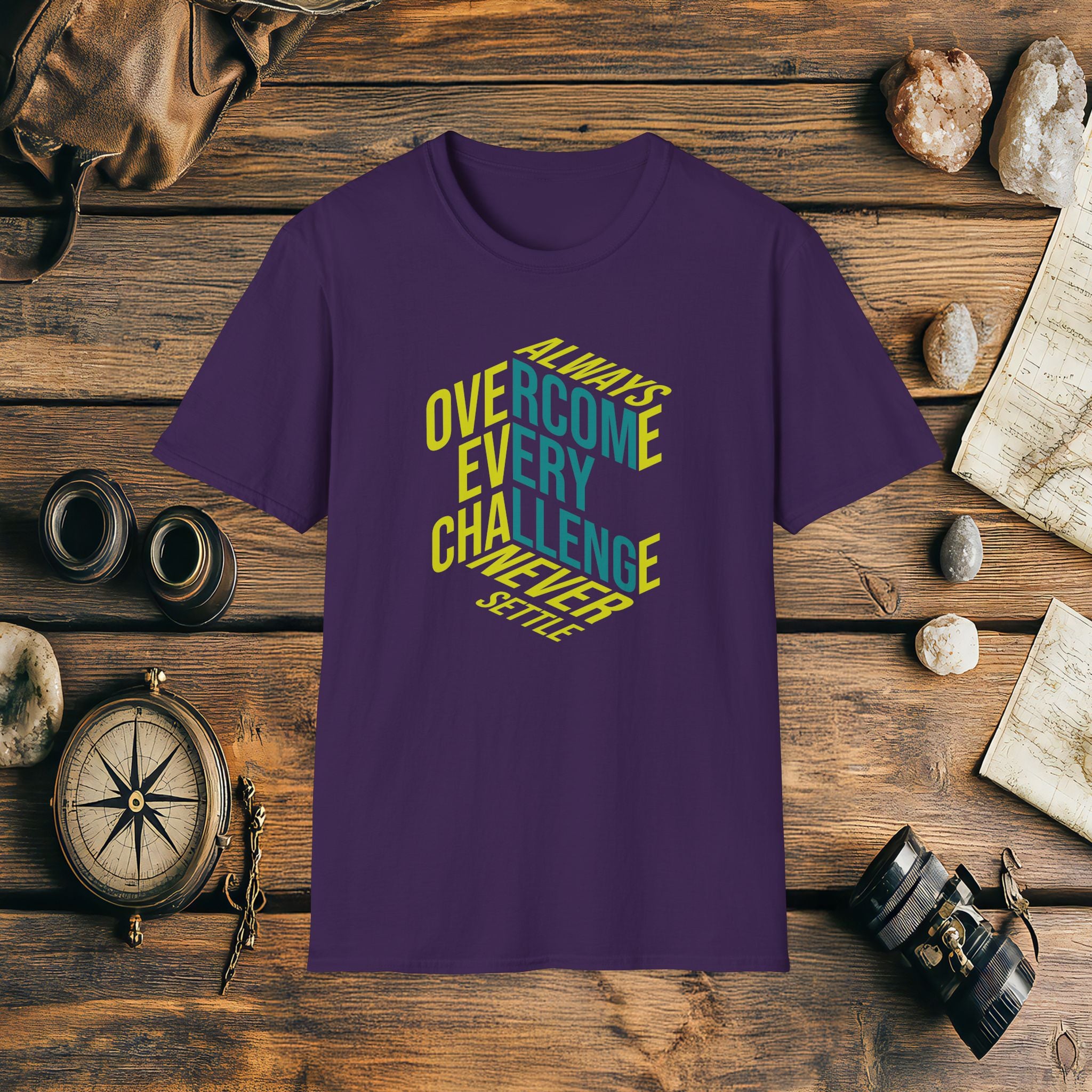 Always Overcome Every Challenge Never Settle T-Shirt, Adventure Racing Gift, Inspirational Gift