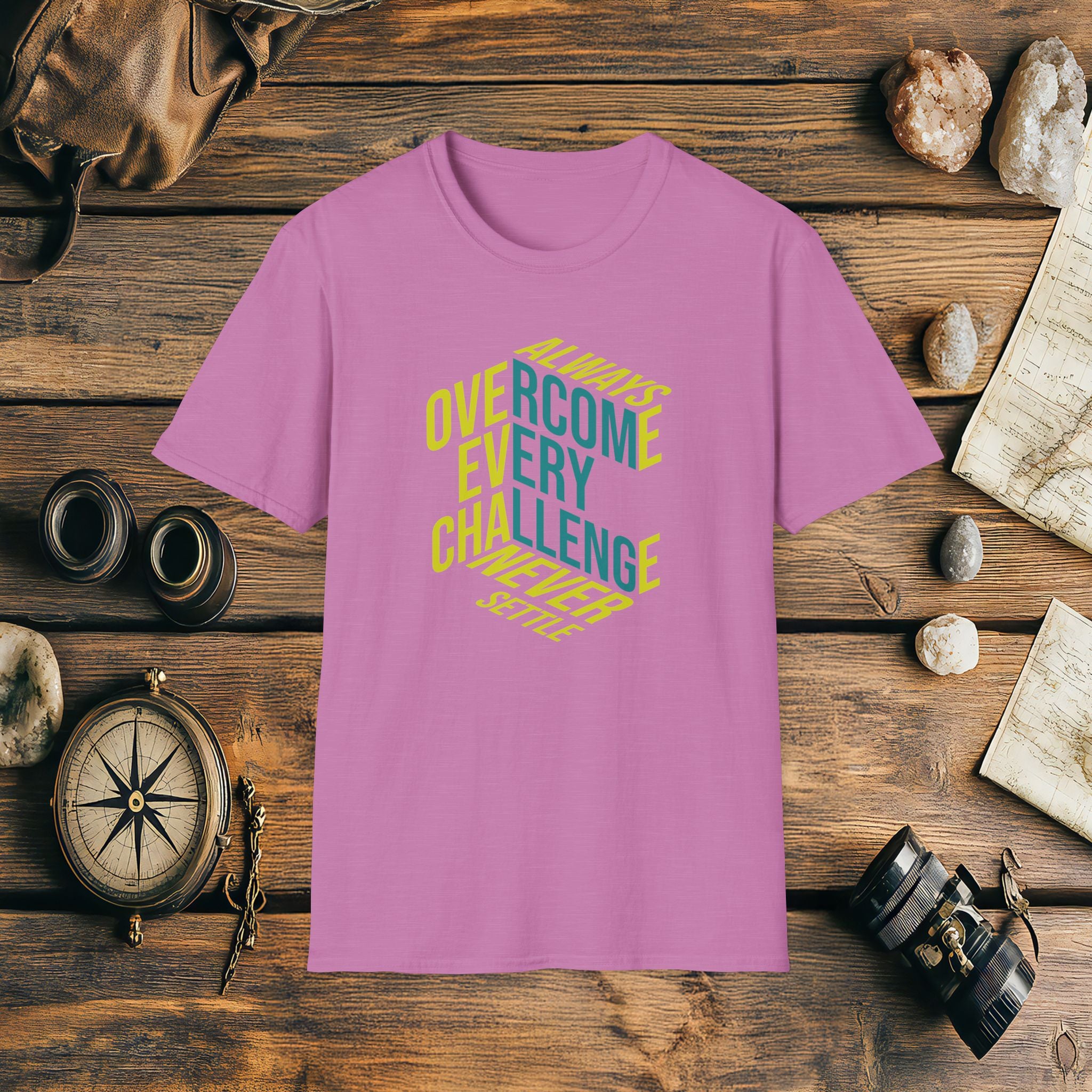 Always Overcome Every Challenge Never Settle T-Shirt, Adventure Racing Gift, Inspirational Gift