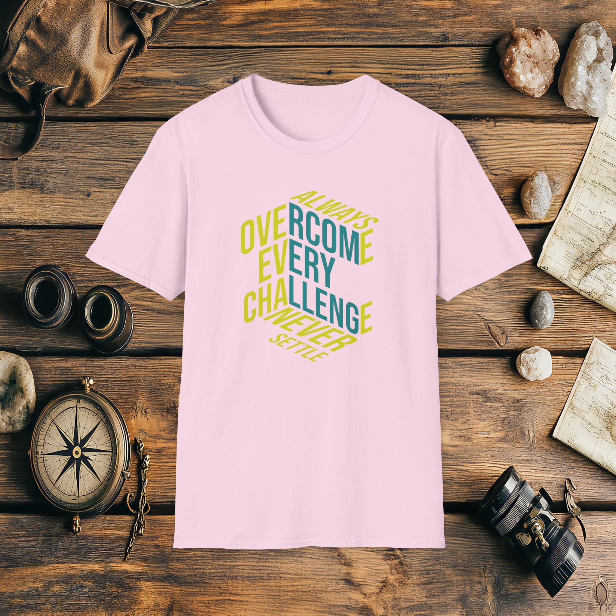 Always Overcome Every Challenge Never Settle T-Shirt, Adventure Racing Gift, Inspirational Gift