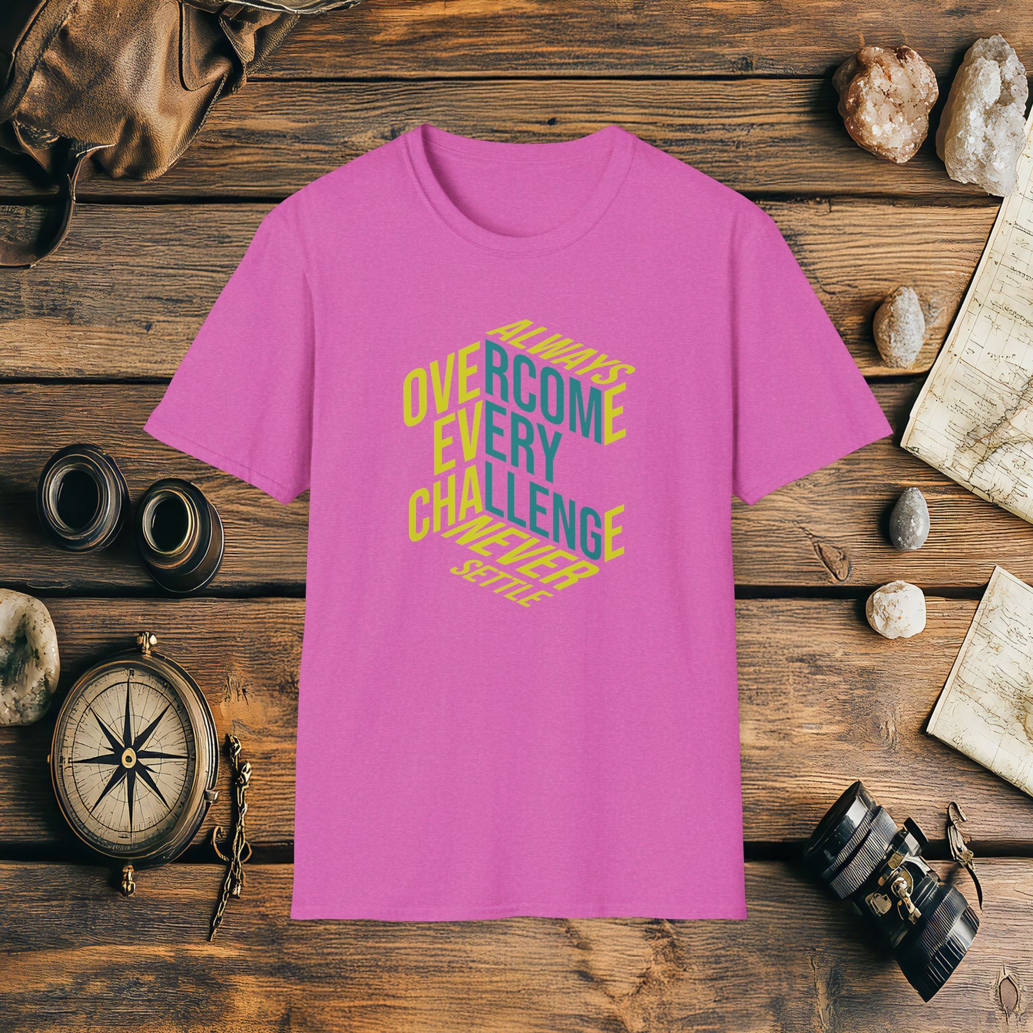 Always Overcome Every Challenge Never Settle T-Shirt, Adventure Racing Gift, Inspirational Gift