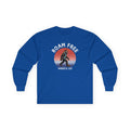 Bigfoot Roam Free America 250 Blue Long Sleeve T-Shirt – Patriotic Bigfoot Hiking Shirt, Outdoor Adventure Tee, USA 250th Anniversary Gift