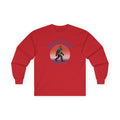 Bigfoot Roam Free America 250 Red Long Sleeve T-Shirt – Patriotic Bigfoot Hiking Shirt, Outdoor Adventure Tee, USA 250th Anniversary Gift