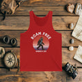 Bigfoot Roam Free America 250 Red Unisex Jersey Tank – Patriotic Bigfoot Hiking Shirt, Outdoor Adventure Tank, USA 250th Anniversary Gift
