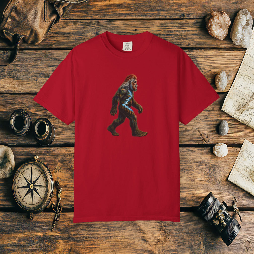 Bigfoot Sunset Comfort Colors® 1717 Premium T-Shirt, Nature Bigfoot Graphic Tee, Wildlife Landscape Shirt, Rustic Outdoor Adventure Shirt, Forest Sasquatch Tee