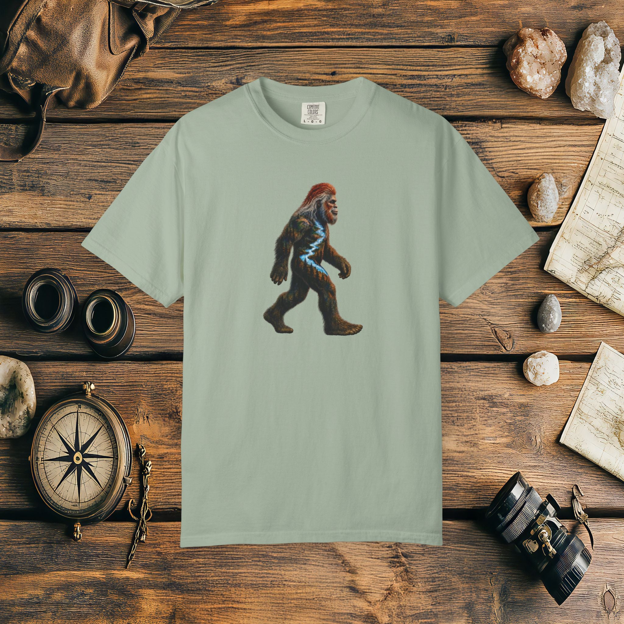 Bigfoot Sunset Comfort Colors® 1717 Premium T-Shirt, Nature Bigfoot Graphic Tee, Wildlife Landscape Shirt, Rustic Outdoor Adventure Shirt, Forest Sasquatch Tee