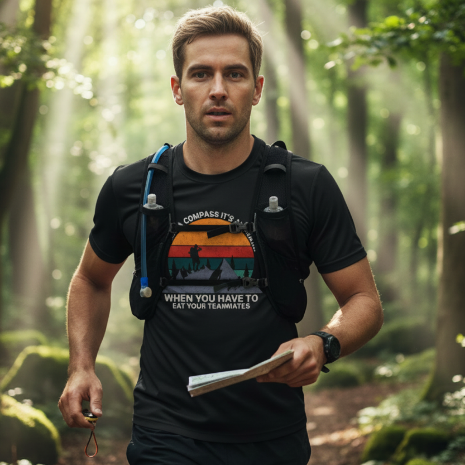 Bring a Compass It's Awkward When You Have To Eat Your Teammates T-Shirt, Funny, Sarcasm, Adventure T-Shirt Gift, Adventure Racing Gift