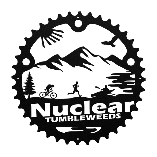 Custom Adventure Racing Chainring Metal Sign With Male Runner, Personalized Adventure Race Gift, Metal Adventure Wall Art, Home Decor Black