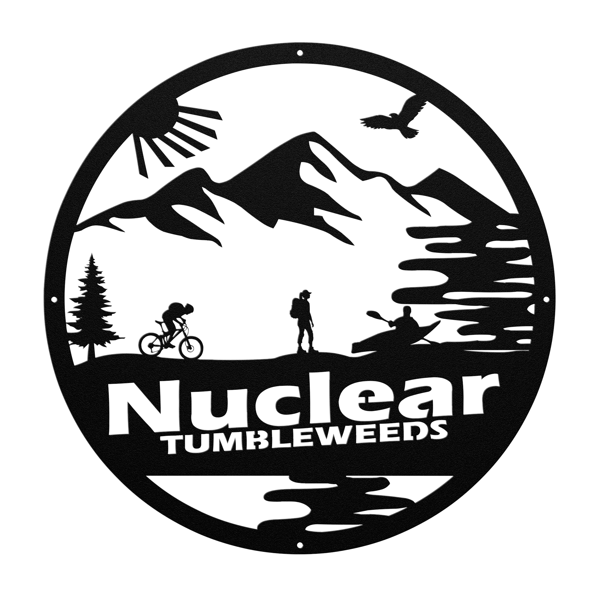 Custom Adventure Racing Metal Sign With Female Hiker, Personalized Adventure Race Gift, Metal Adventure Wall Art, Home Decor Black