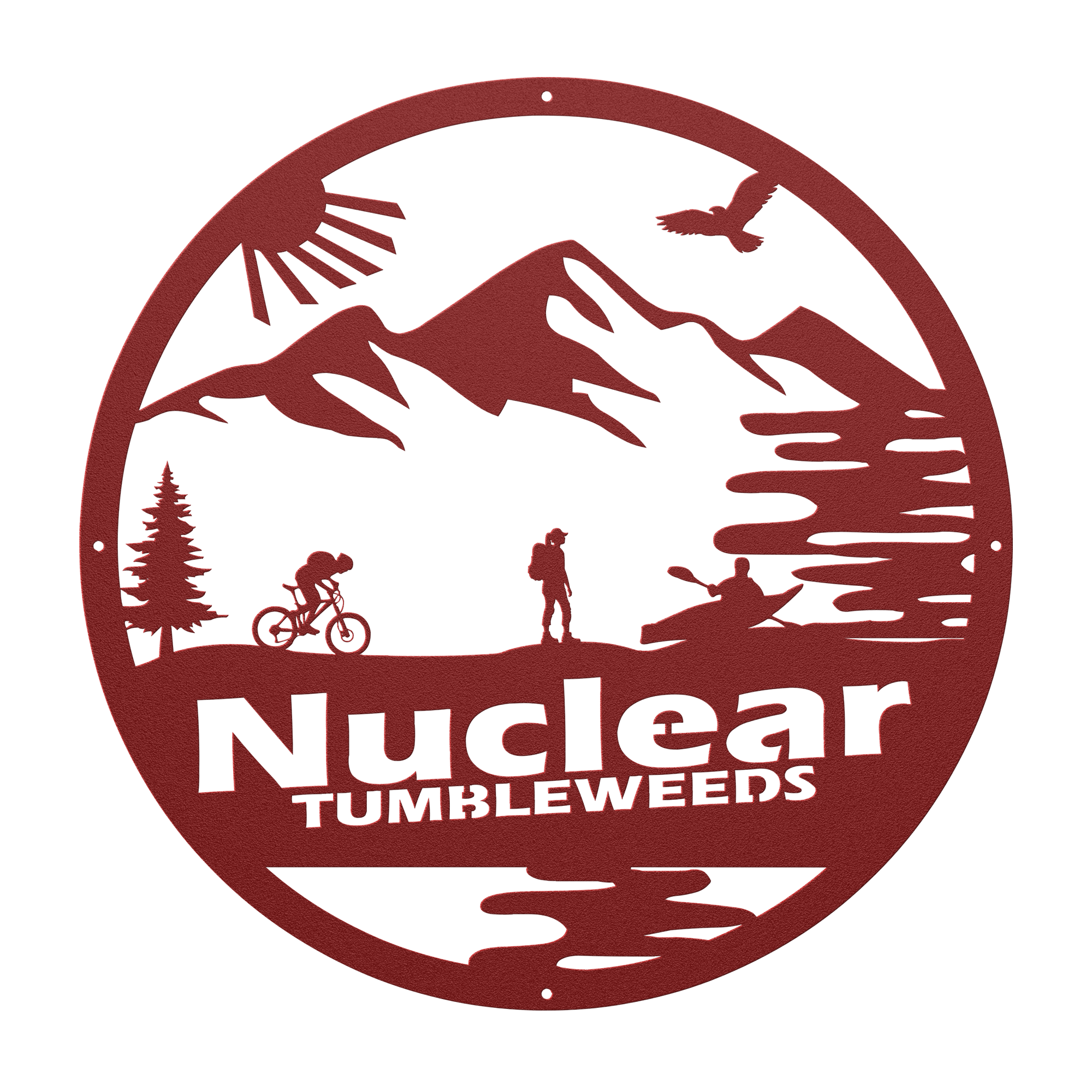 Custom Adventure Racing Metal Sign With Female Hiker, Personalized Adventure Race Gift, Metal Adventure Wall Art, Home Decor Red