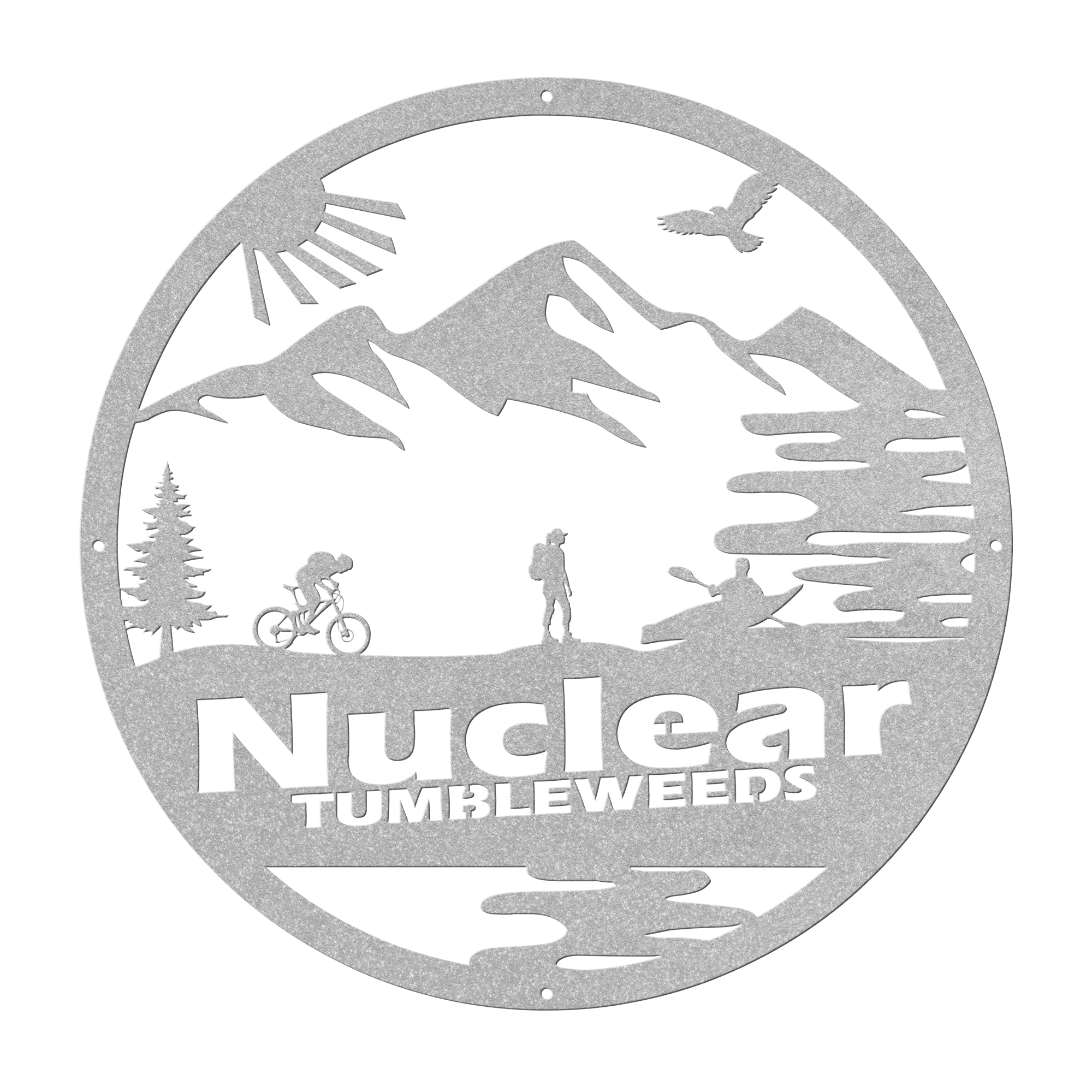 Custom Adventure Racing Metal Sign With Female Hiker, Personalized Adventure Race Gift, Metal Adventure Wall Art, Home Decor Silver