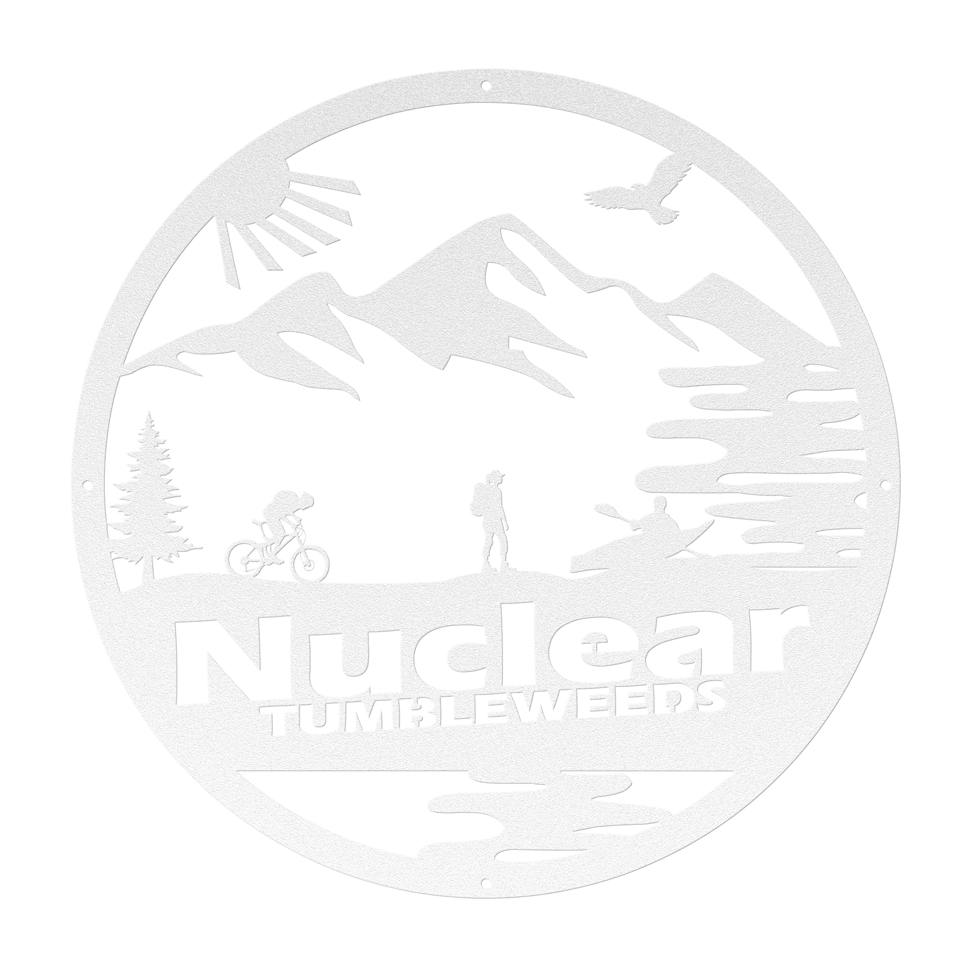 Custom Adventure Racing Metal Sign With Female Hiker, Personalized Adventure Race Gift, Metal Adventure Wall Art, Home Decor White