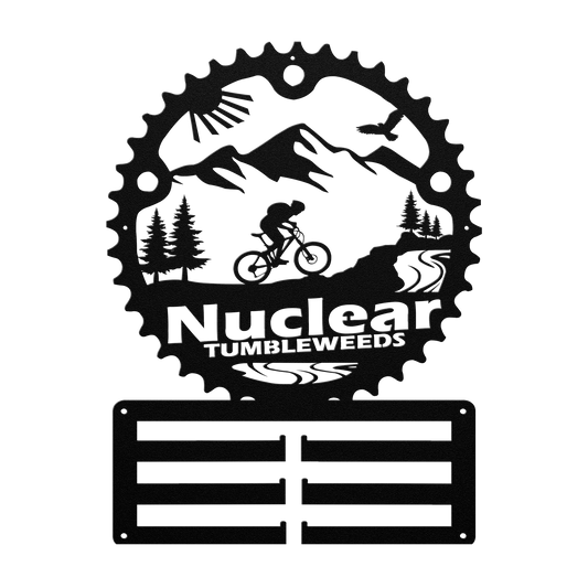 Custom Mountain Biker Chainring Metal Bike Decor Medal Hanger, Personalized Mountain Biker Gift, Metal Bike Wall Art, Home Decor Black