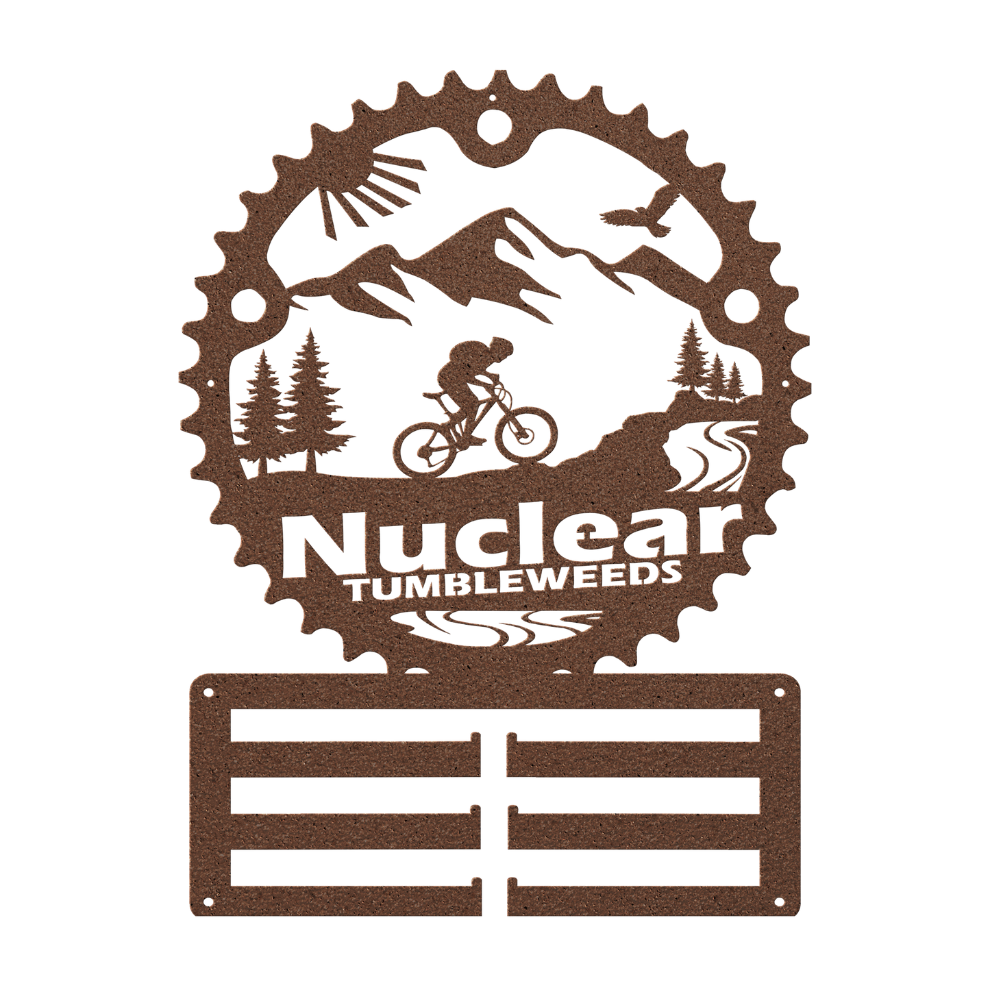 Custom Mountain Biker Chainring Metal Bike Decor Medal Hanger, Personalized Mountain Biker Gift, Metal Bike Wall Art, Home Decor Copper