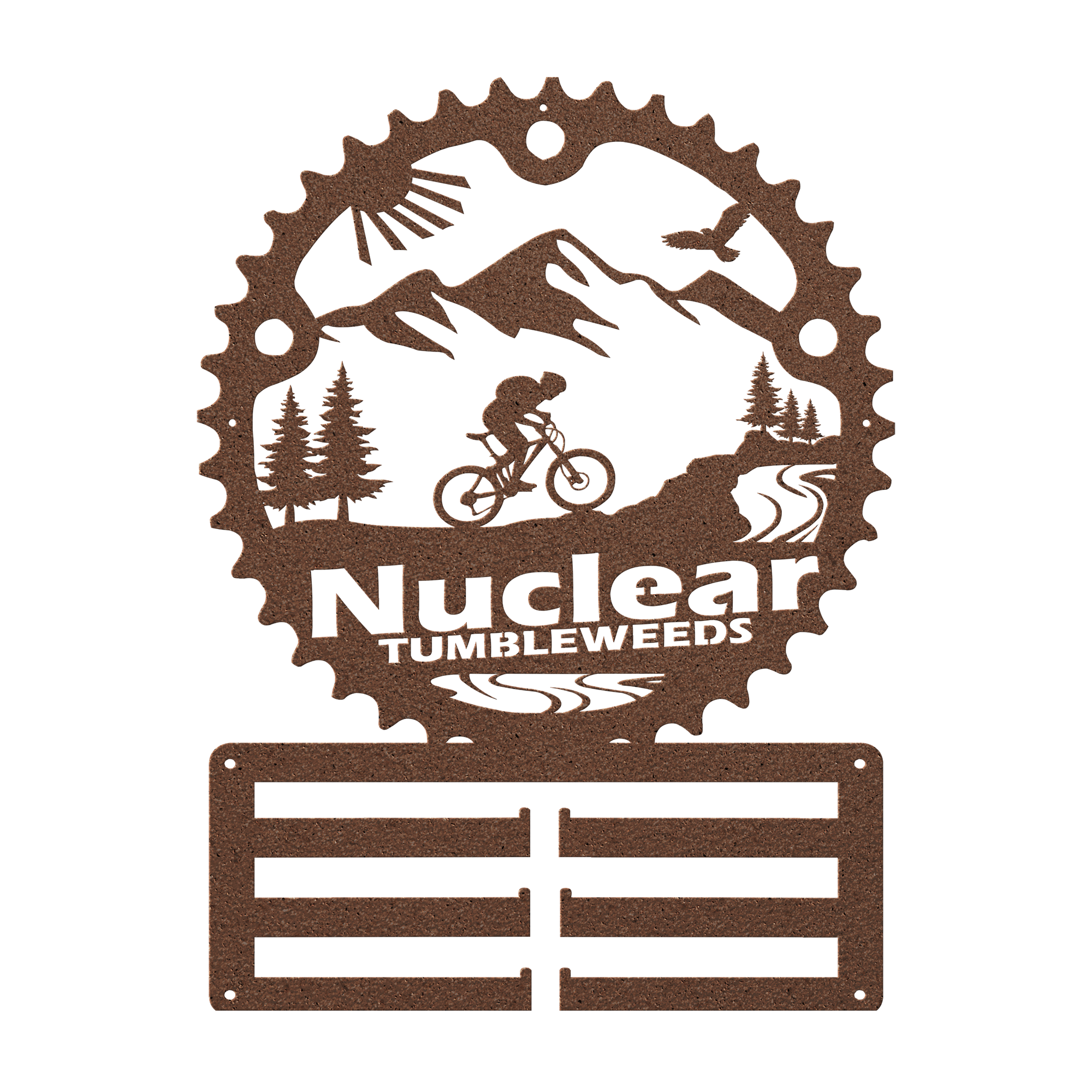 Custom Mountain Biker Chainring Metal Bike Decor Medal Hanger, Personalized Mountain Biker Gift, Metal Bike Wall Art, Home Decor Copper