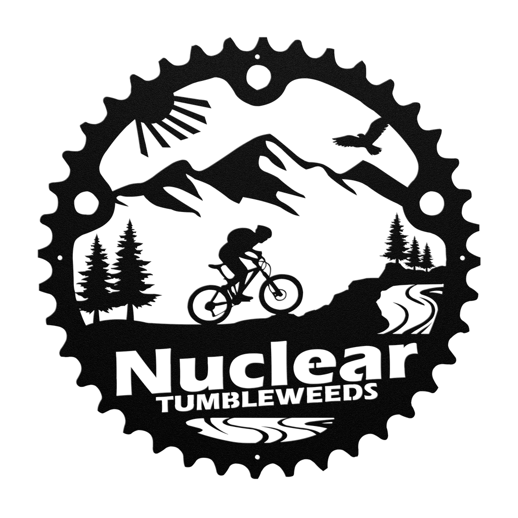 Custom Mountain Biker Chainring Metal Bike Decor, Personalized Mountain Biker Gift, Metal Bike Wall Art, Home Decor Black