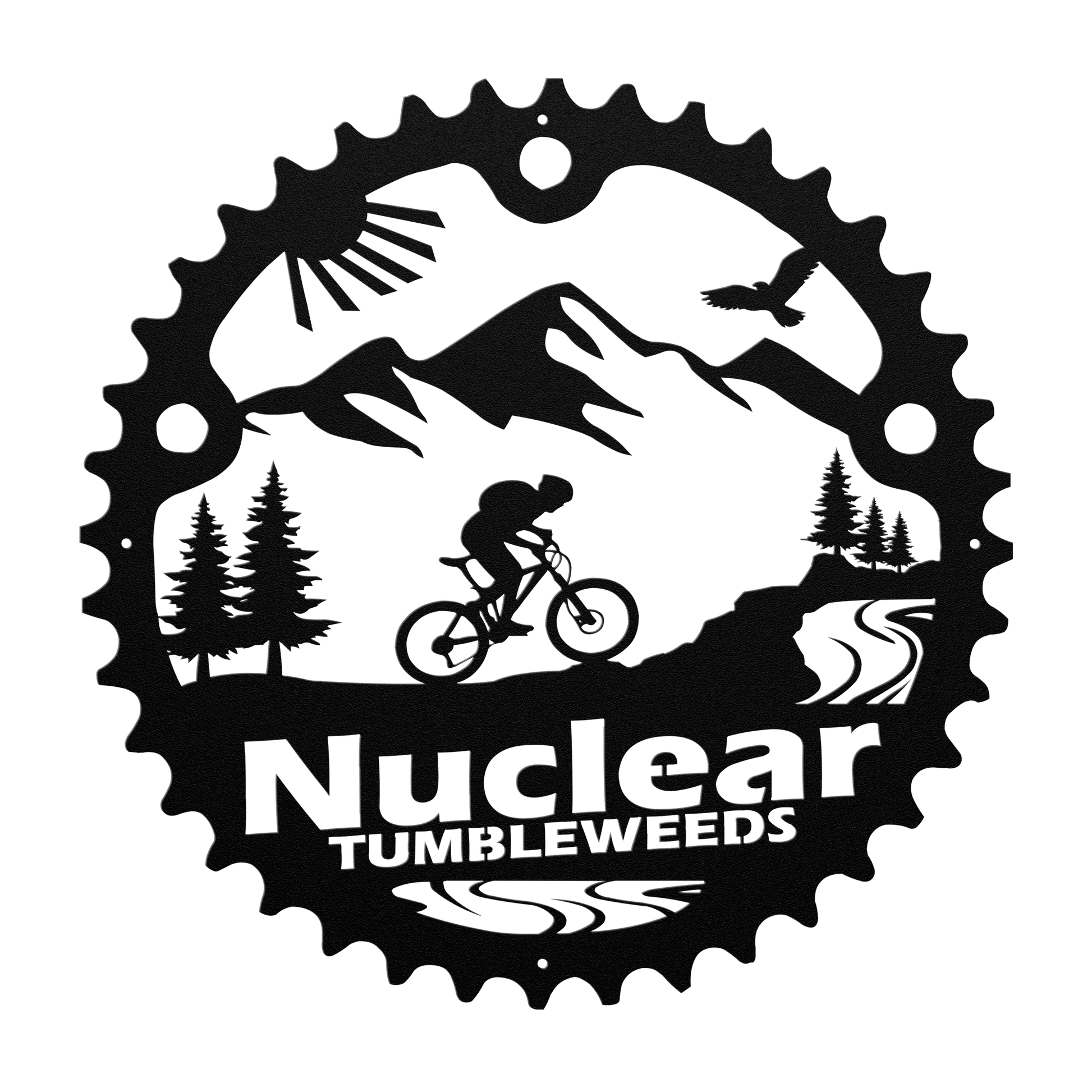 Custom Mountain Biker Chainring Metal Bike Decor, Personalized Mountain Biker Gift, Metal Bike Wall Art, Home Decor Black
