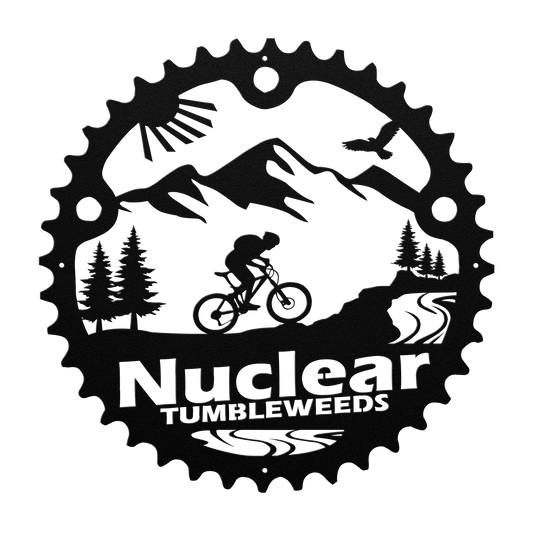 Custom Mountain Biker Chainring Metal Bike Decor, Personalized Mountain Biker Gift, Metal Bike Wall Art, Home Decor Black