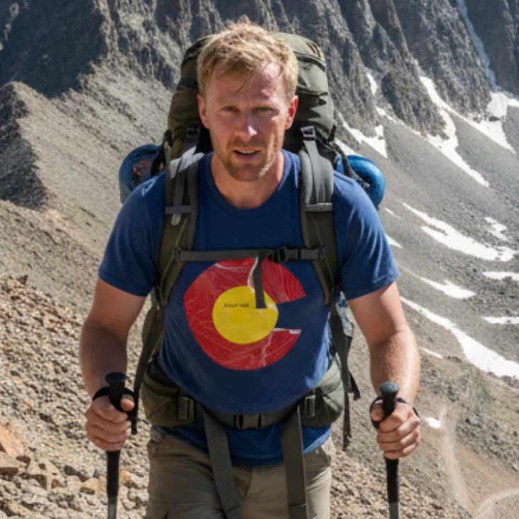 Longs Peak Colorado Flag 14er Topo Map T-Shirt, Mountain Summit, Climb Colorado, Adventure Gift
