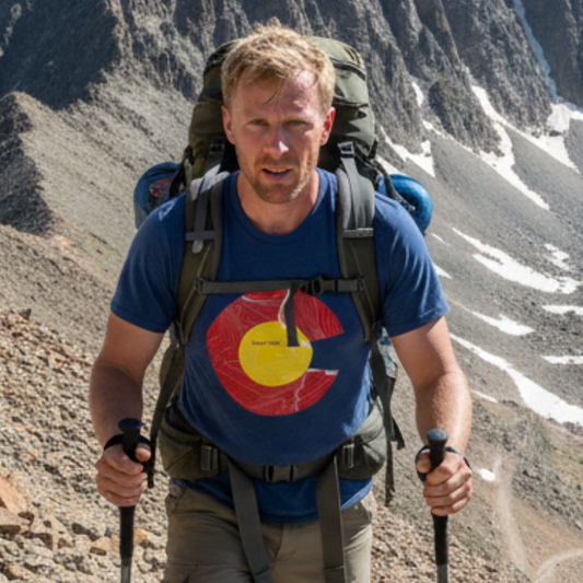 Longs Peak Colorado Flag 14er Topo Map T-Shirt, Mountain Summit, Climb Colorado, Adventure Gift