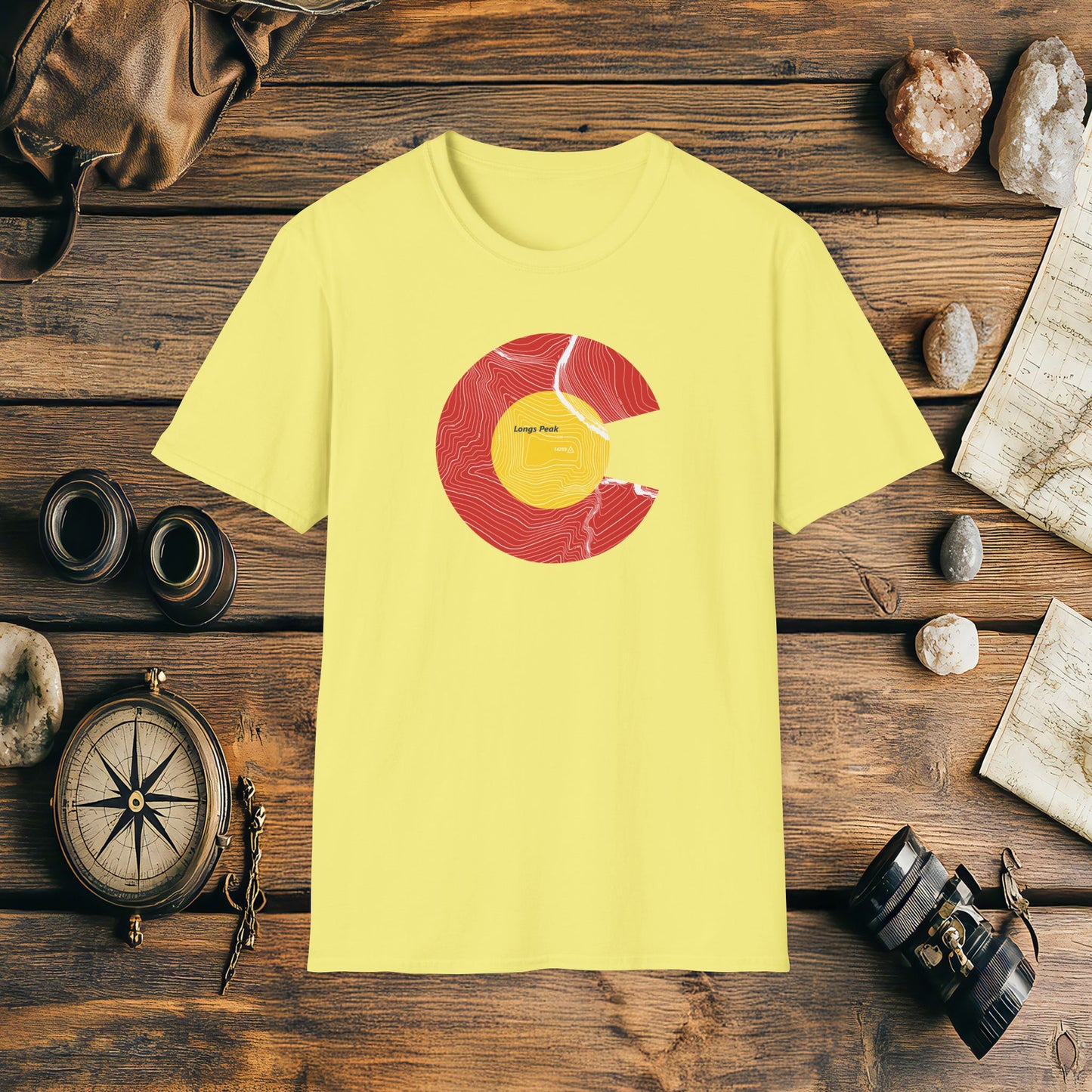Longs Peak Colorado Flag 14er Topo Map T-Shirt, Mountain Summit, Climb Colorado, Adventure Gift