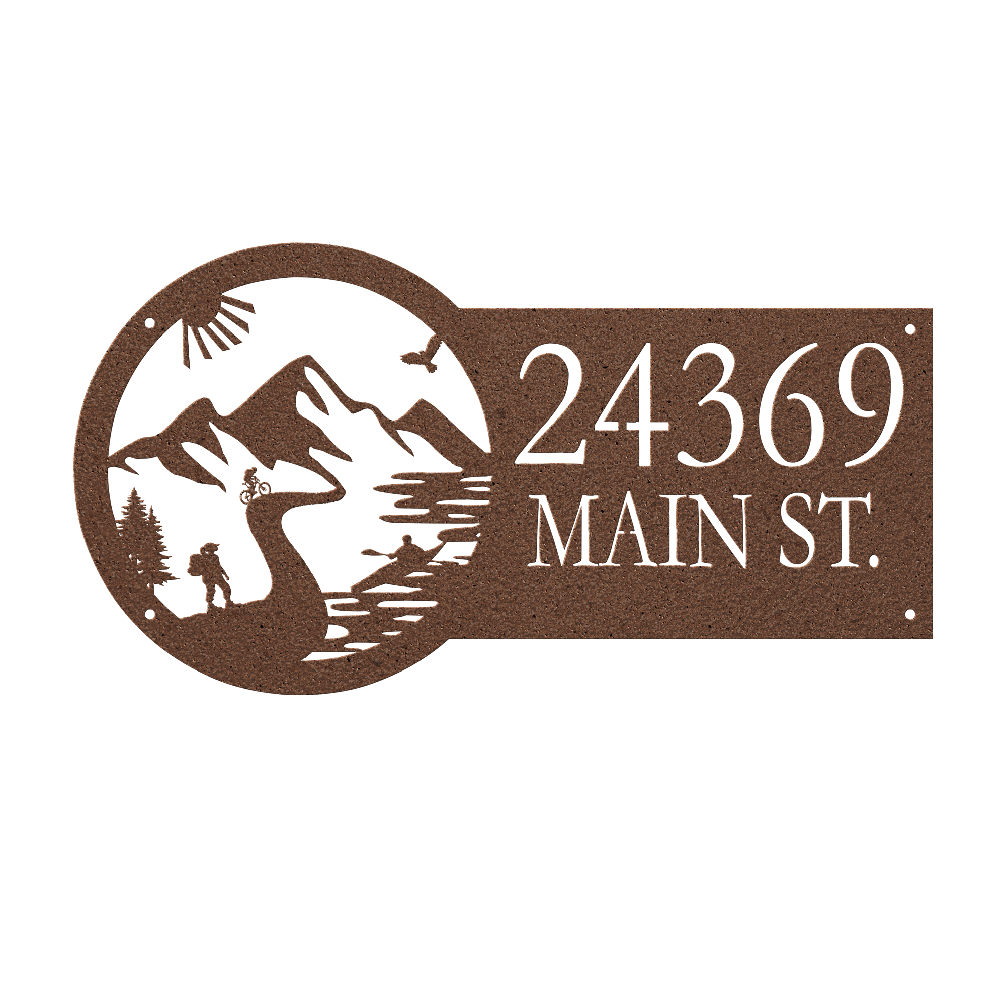 Metal House Number Address Sign| Adventure Racing Mountain Path| Female Hiker Copper