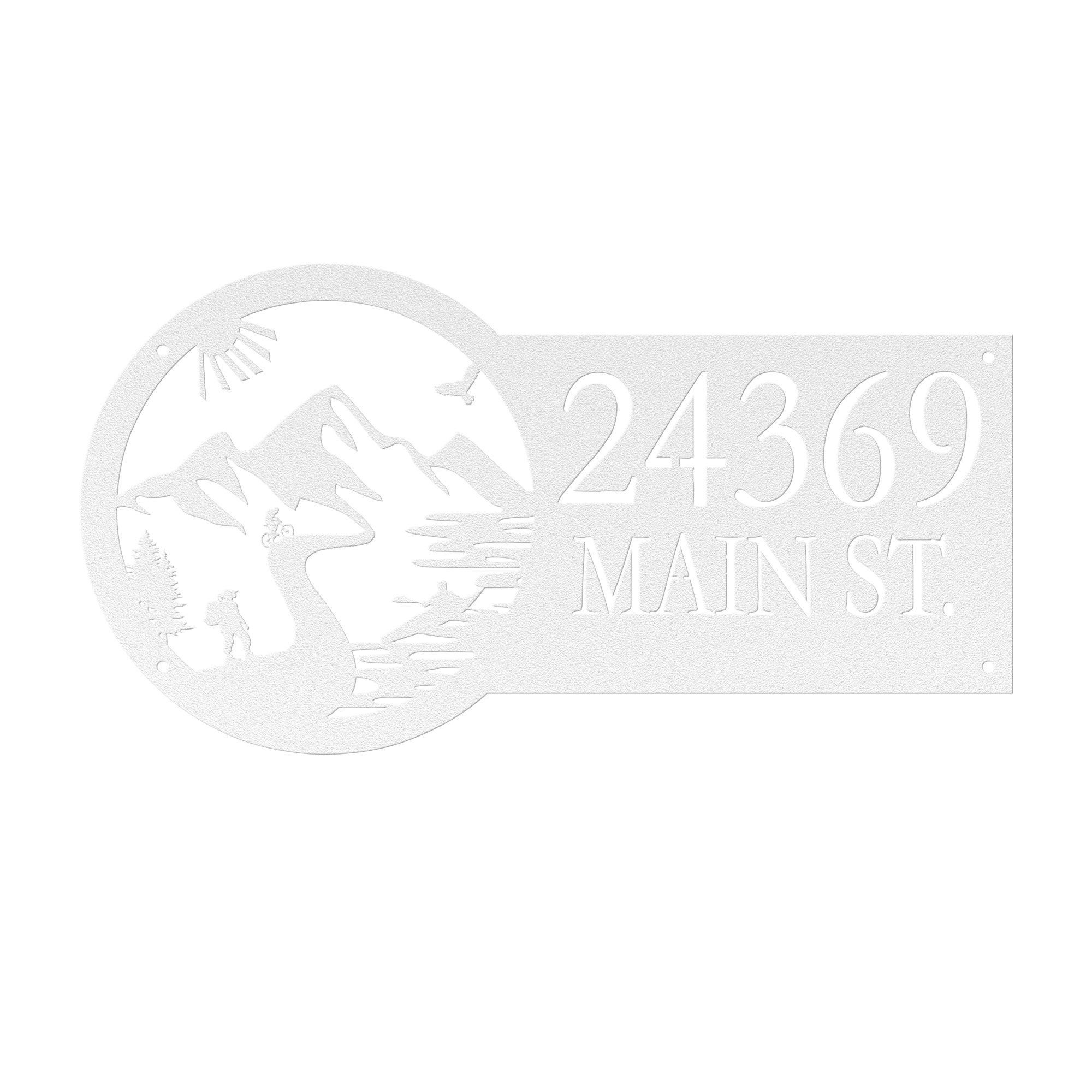 Metal House Number Address Sign| Adventure Racing Mountain Path| Female Hiker White