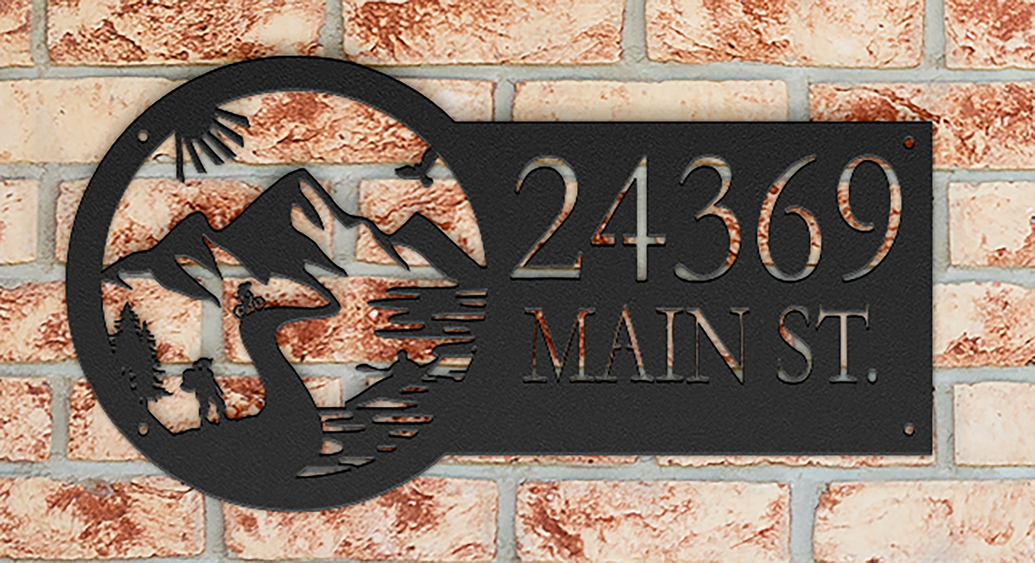 Metal House Number Address Sign| Adventure Racing Mountain Path