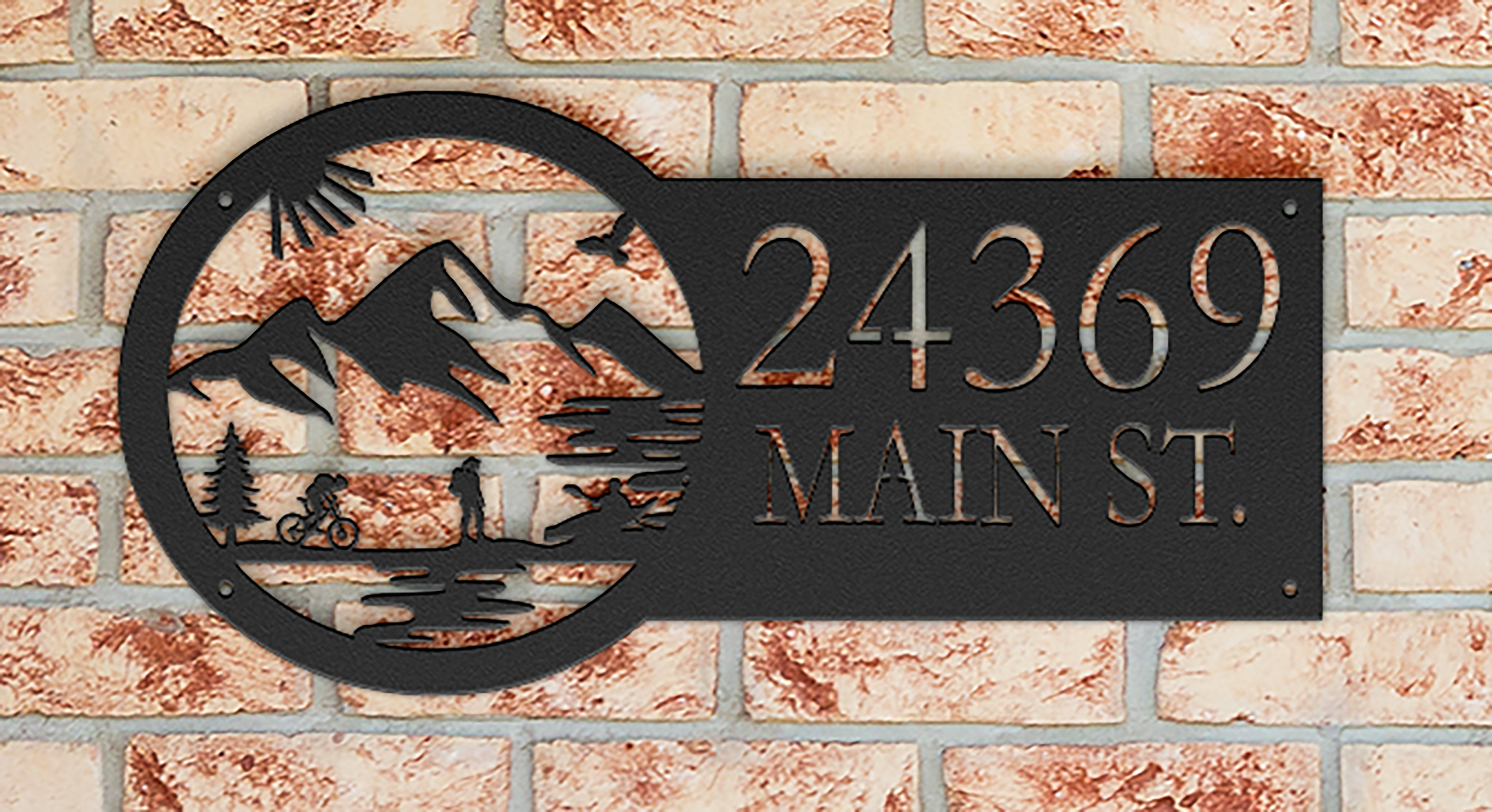 Metal House Number Address Sign| Adventure Racing Themed